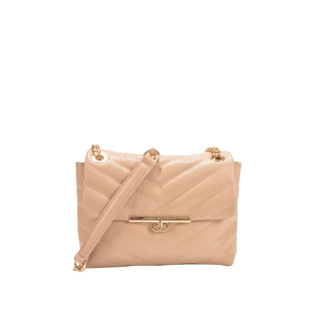 Bolsa De Ombro Pequena Nude Sand Couro