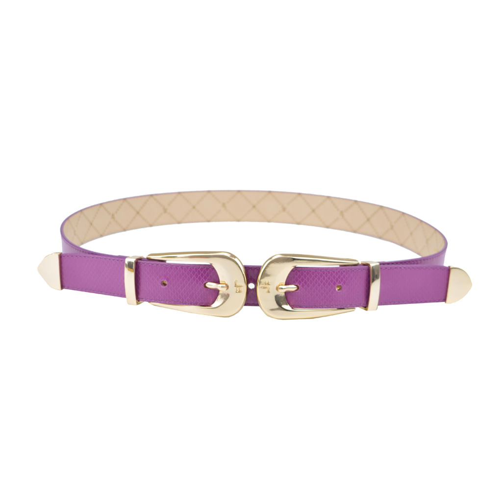 Cinto Quadril Roxo Tannat Fivela Dupla Couro