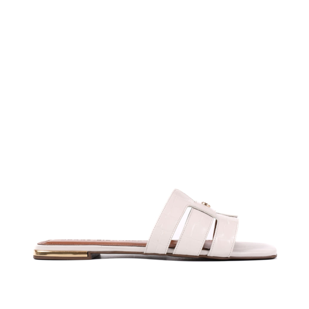 Rasteira Branco Blanc Tiras Couro JB