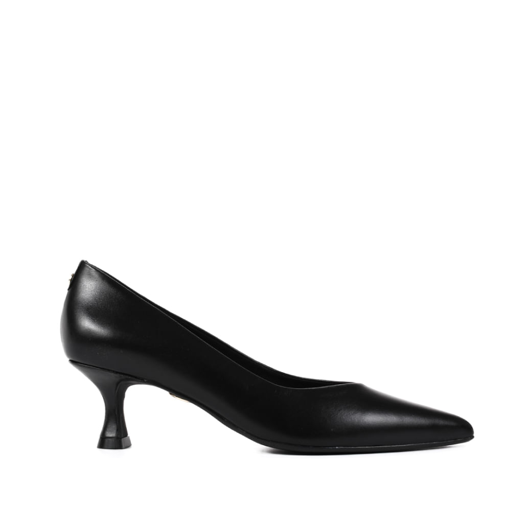 Scarpin Preto Salto Médio Couro
