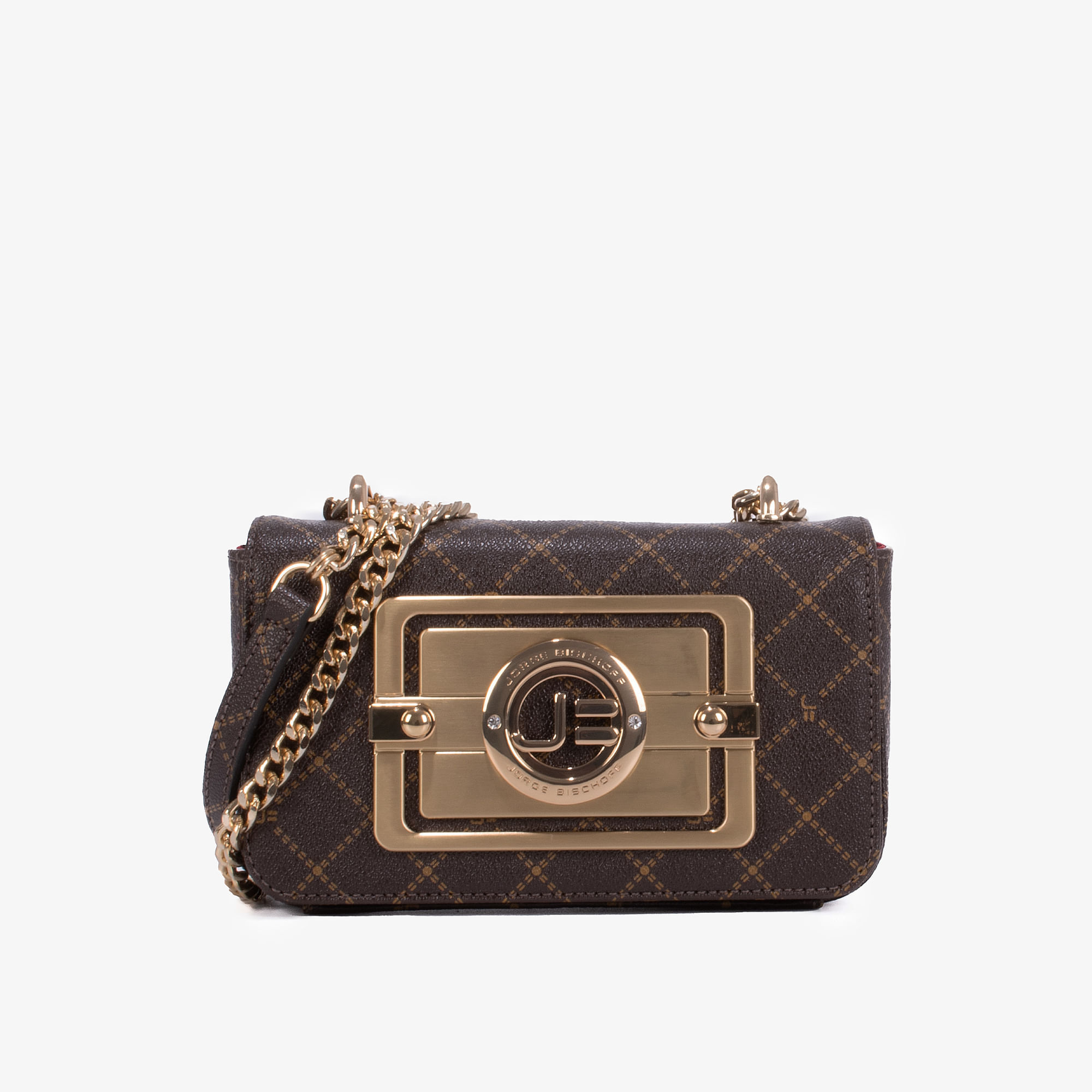 Bolsa Transversal Monograma Jb Marrom Caramelo Amêndoa Placa Jb