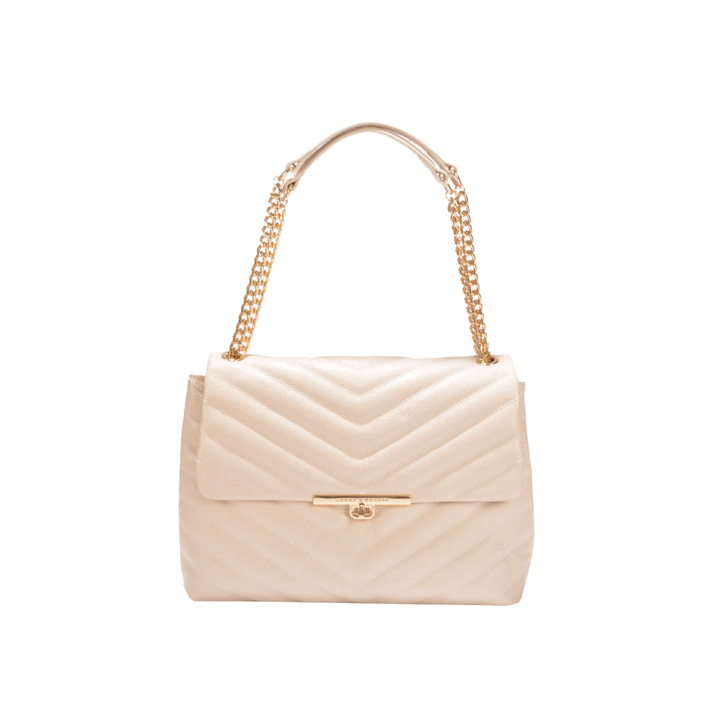 Bolsa De Ombro Mercedes Off White Brulée Couro Matelassê