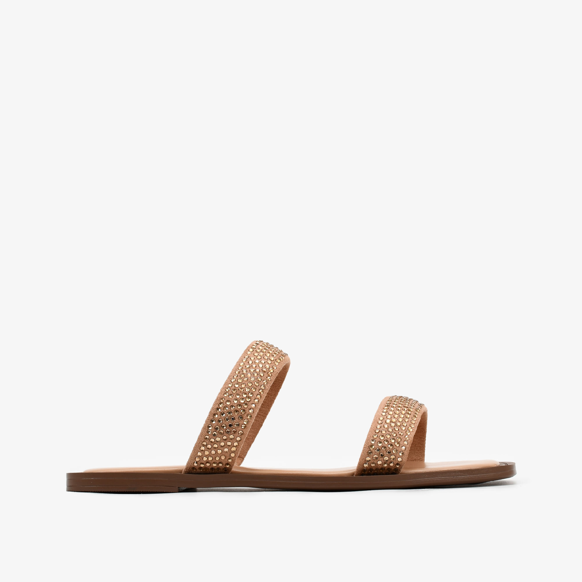 Slide Nude Linho Hotfix Camurça