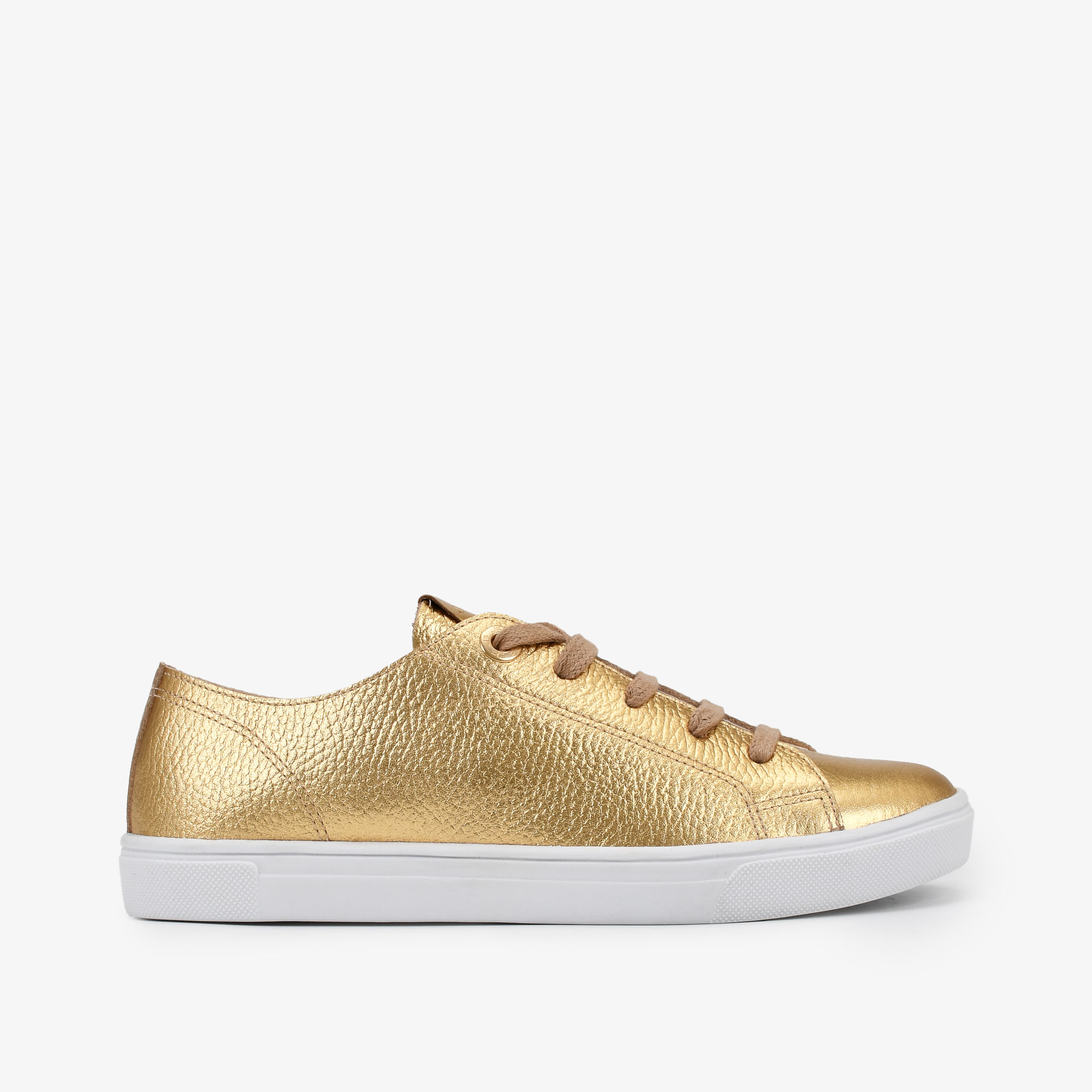 Tênis Metalizado Dourado Couro