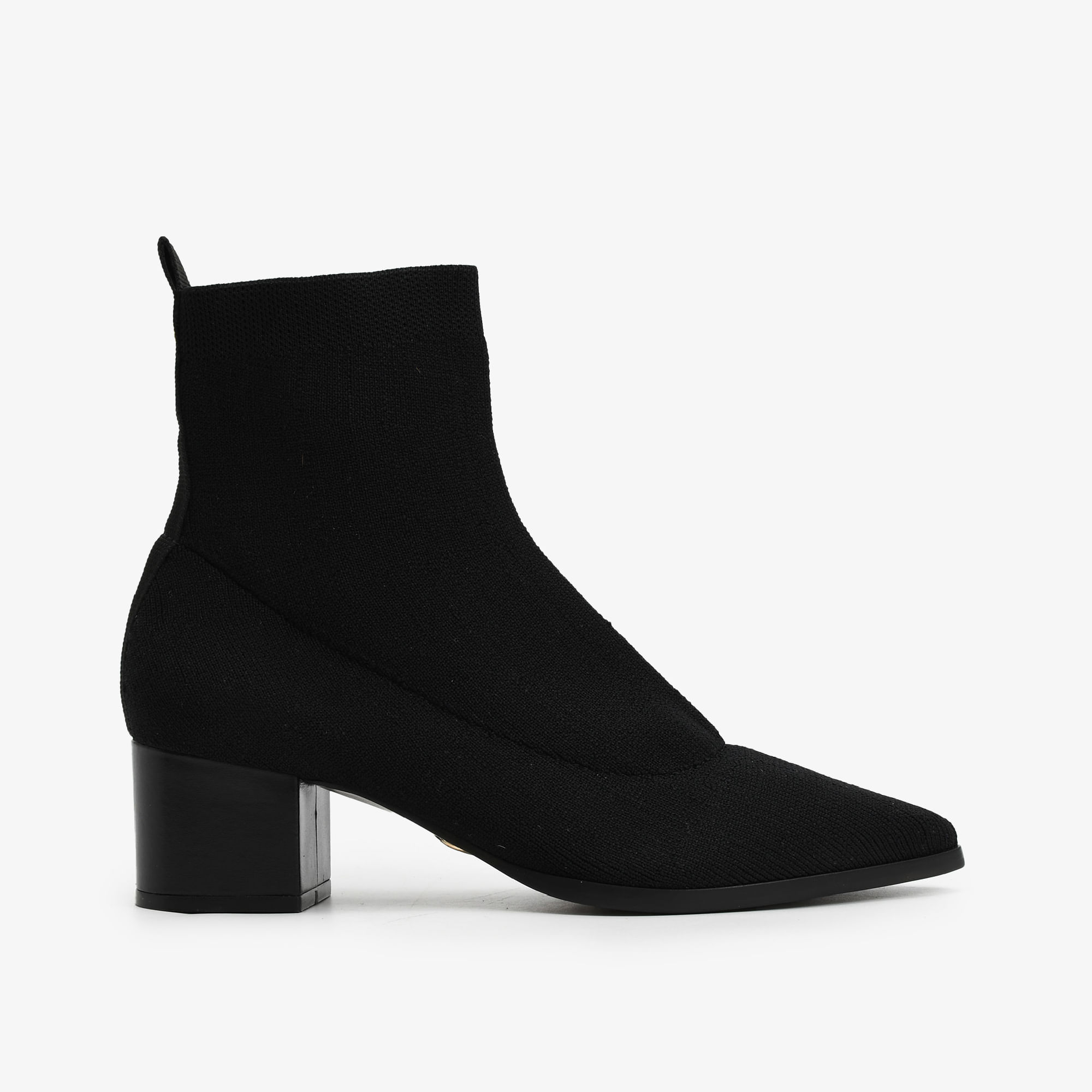 Bota Preto Salto Bloco Médio Knit