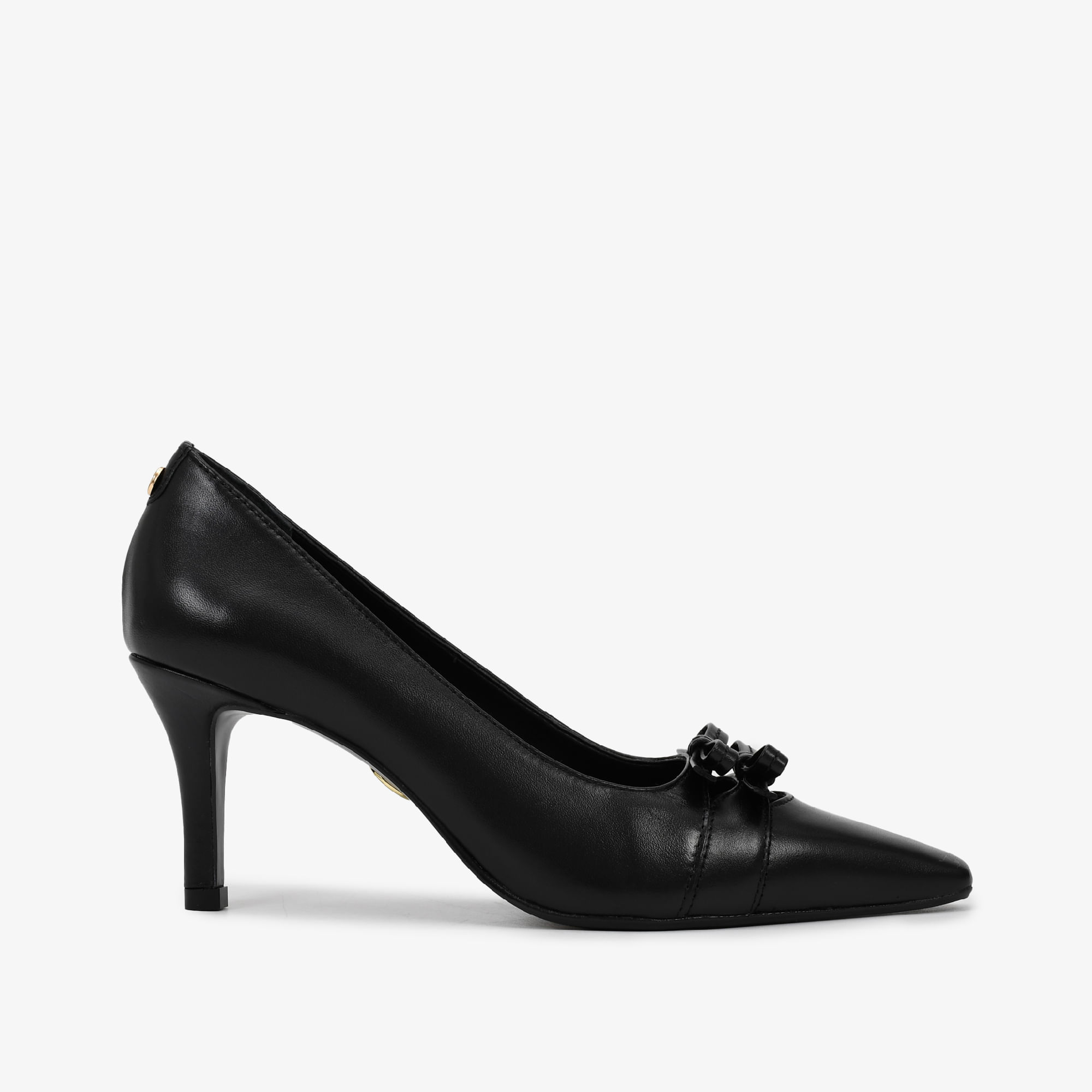 Scarpin Preto Laços Couro