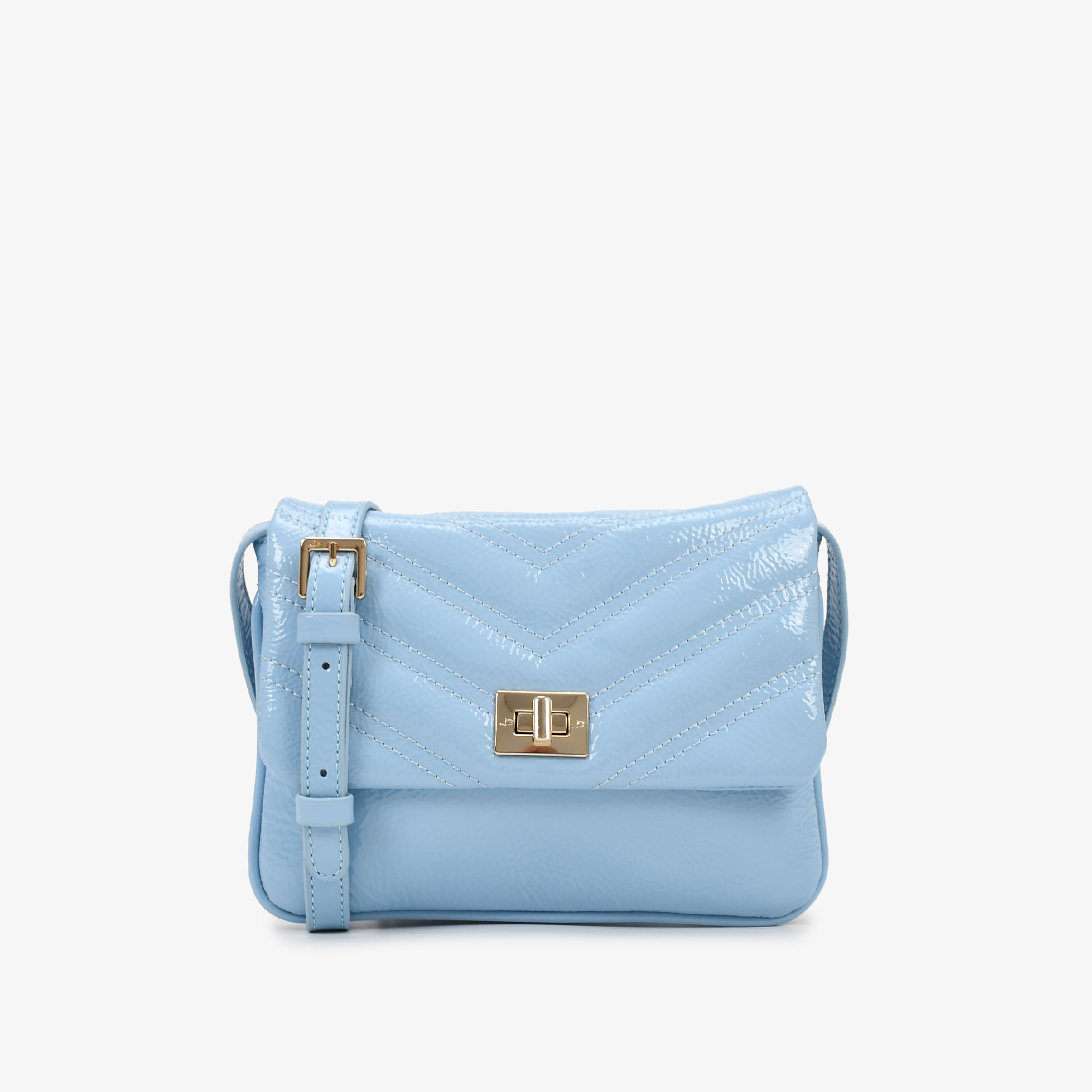 Bolsa Transversal Azul Malta Couro Verniz