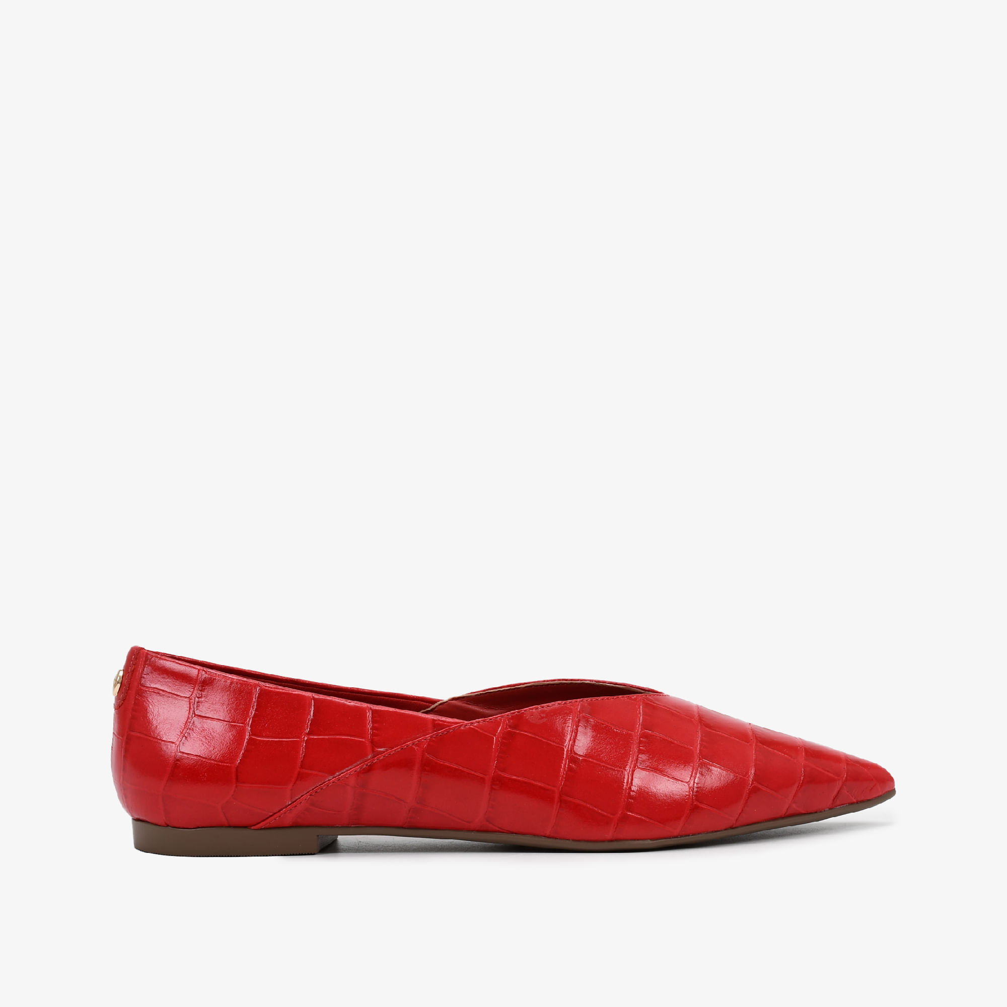 Sapatilha Vermelho Rubi Couro Croco