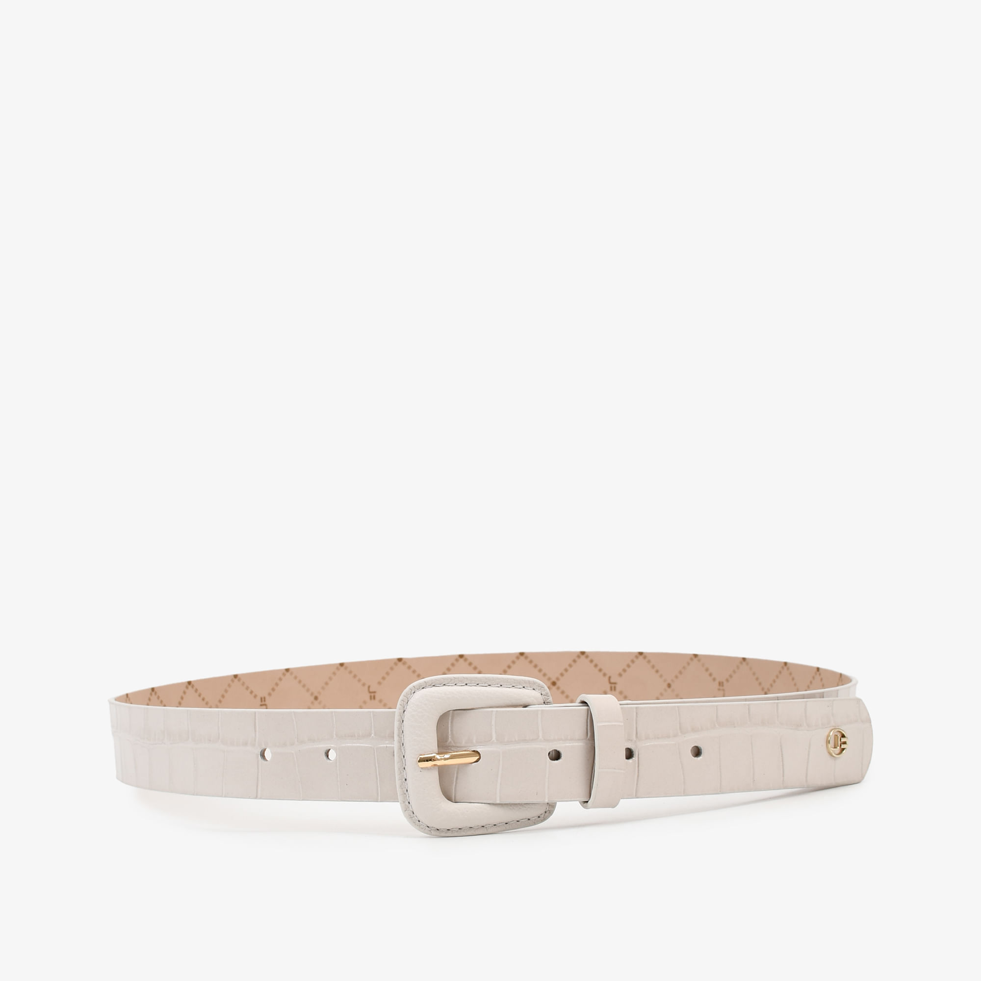Cinto Branco Blanc Couro Croco
