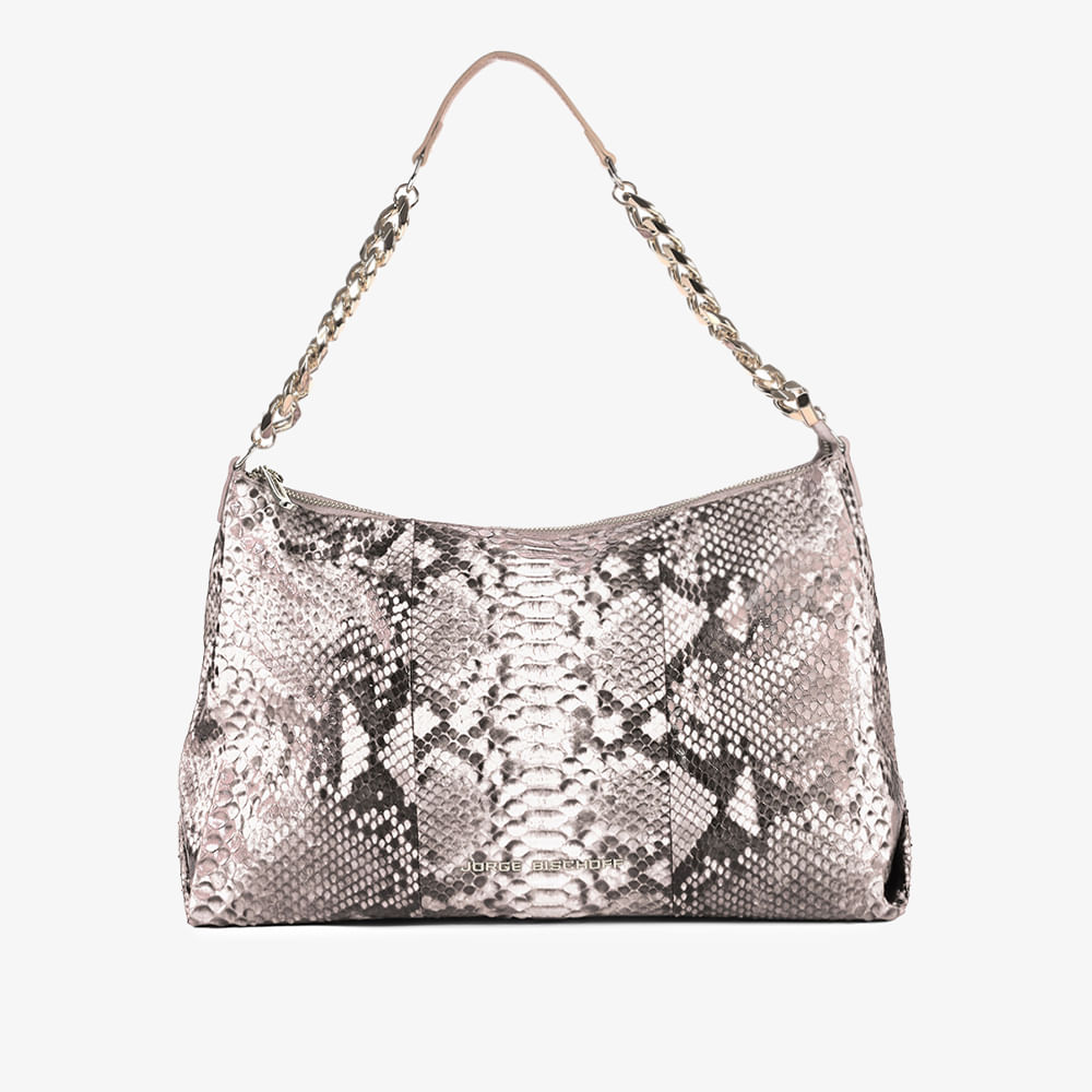 Bolsa De Ombro Nude Natural Cobra Python
