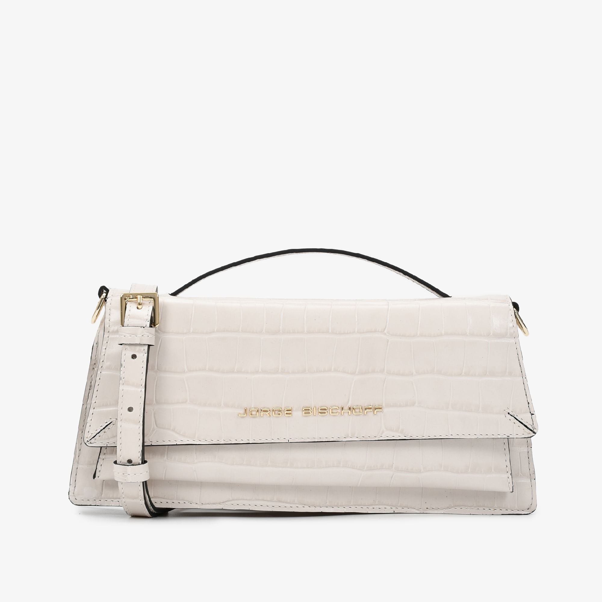 Bolsa Satchel Branco Blanc Couro Crocco