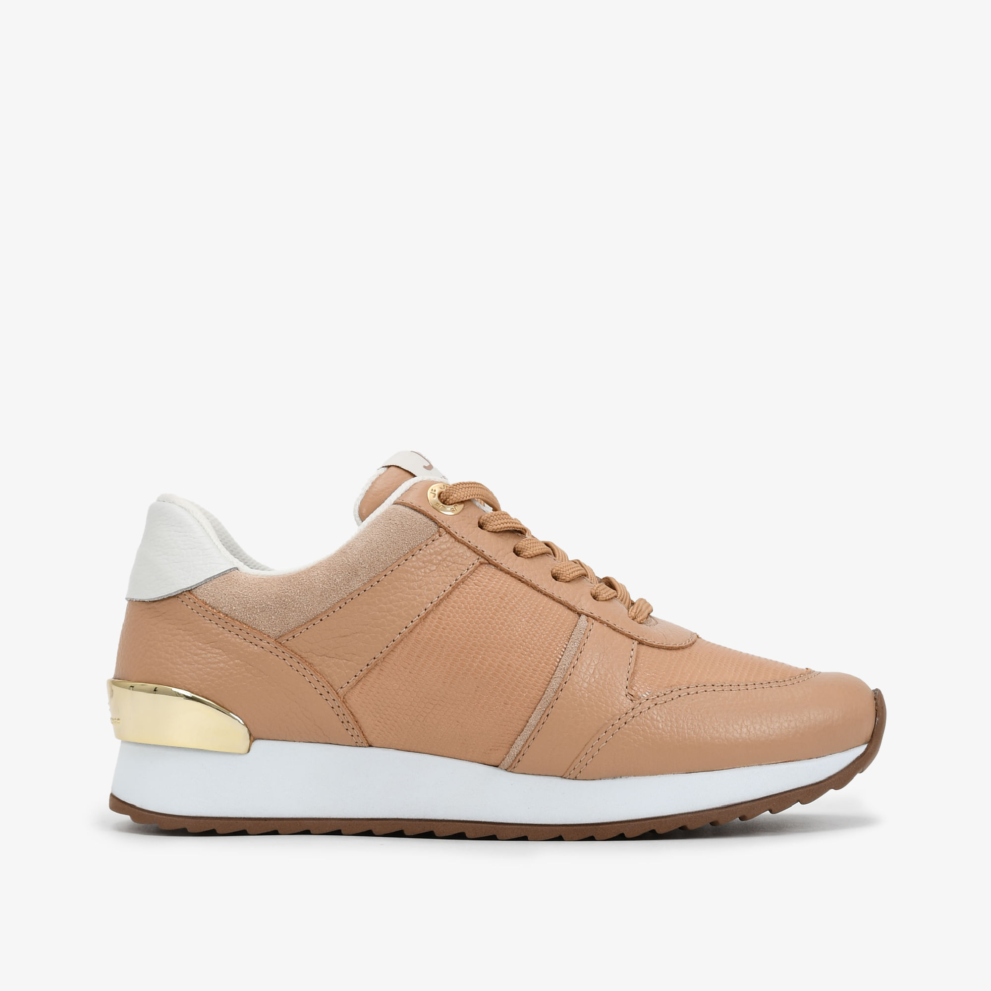 Tênis Jogger Nude Linho Couro Camurça