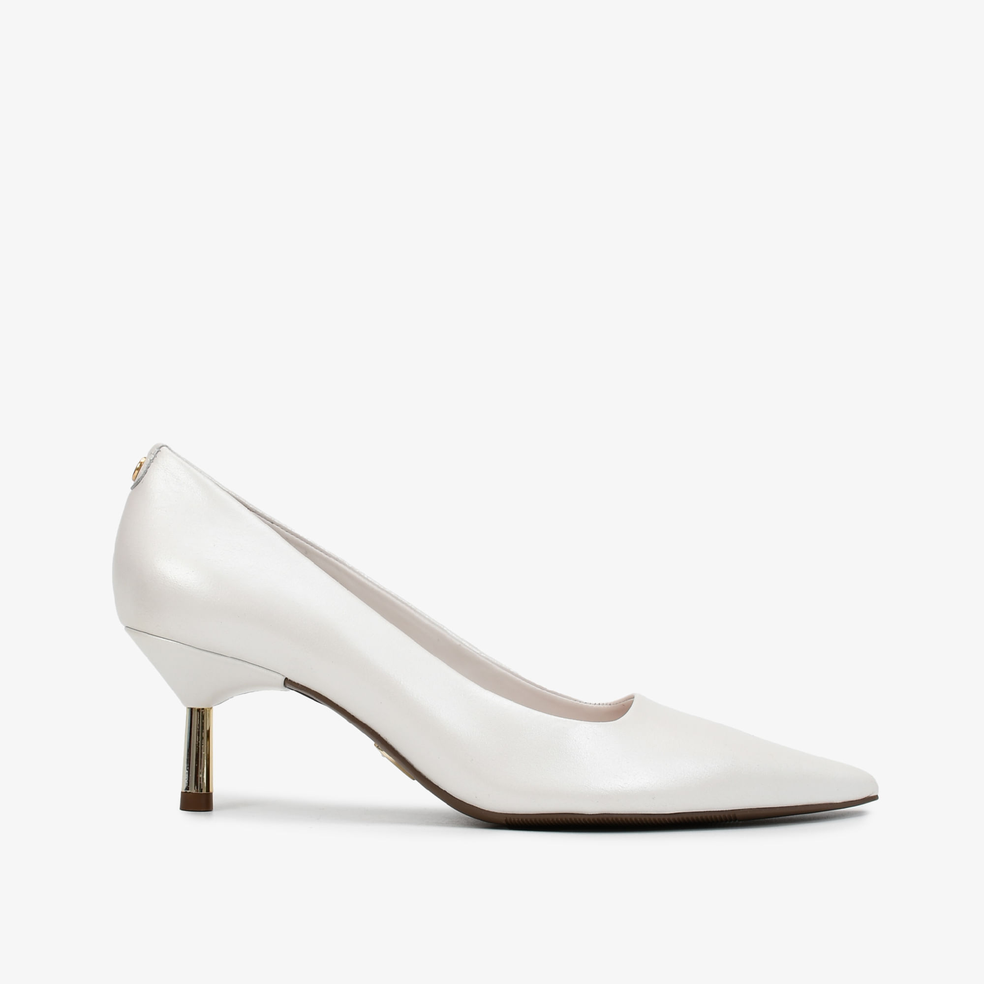 Scarpin Branco Say Yes Salto Baixo Couro
