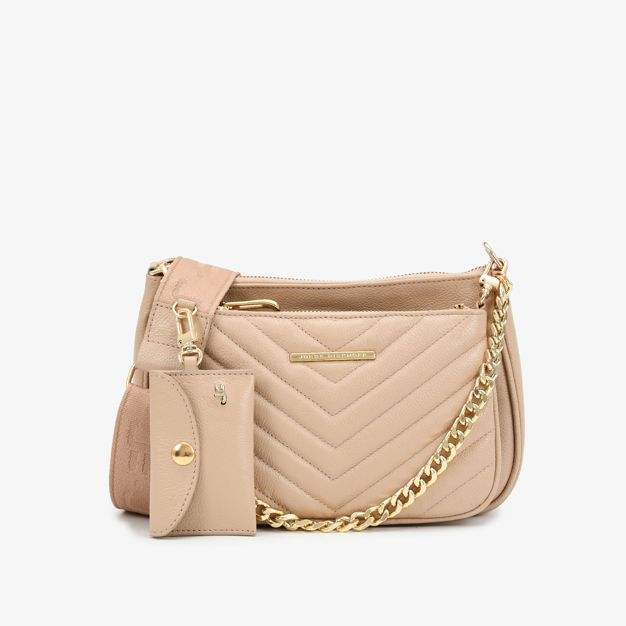 Bolsa Infinita Transversal Nude Couro