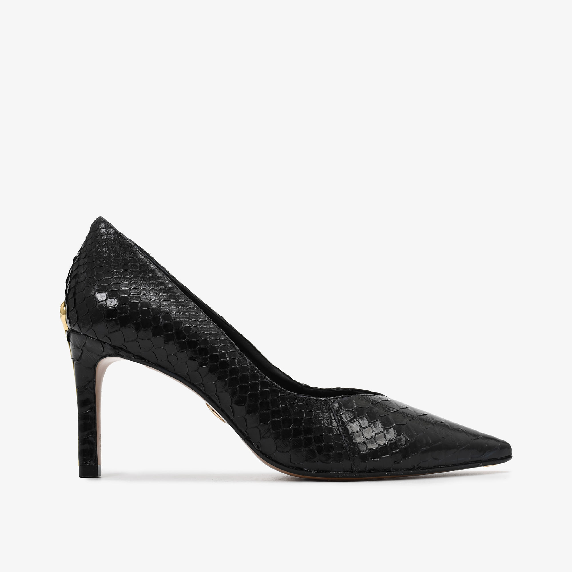 Scarpin Preto Cobra Python Mandala JB