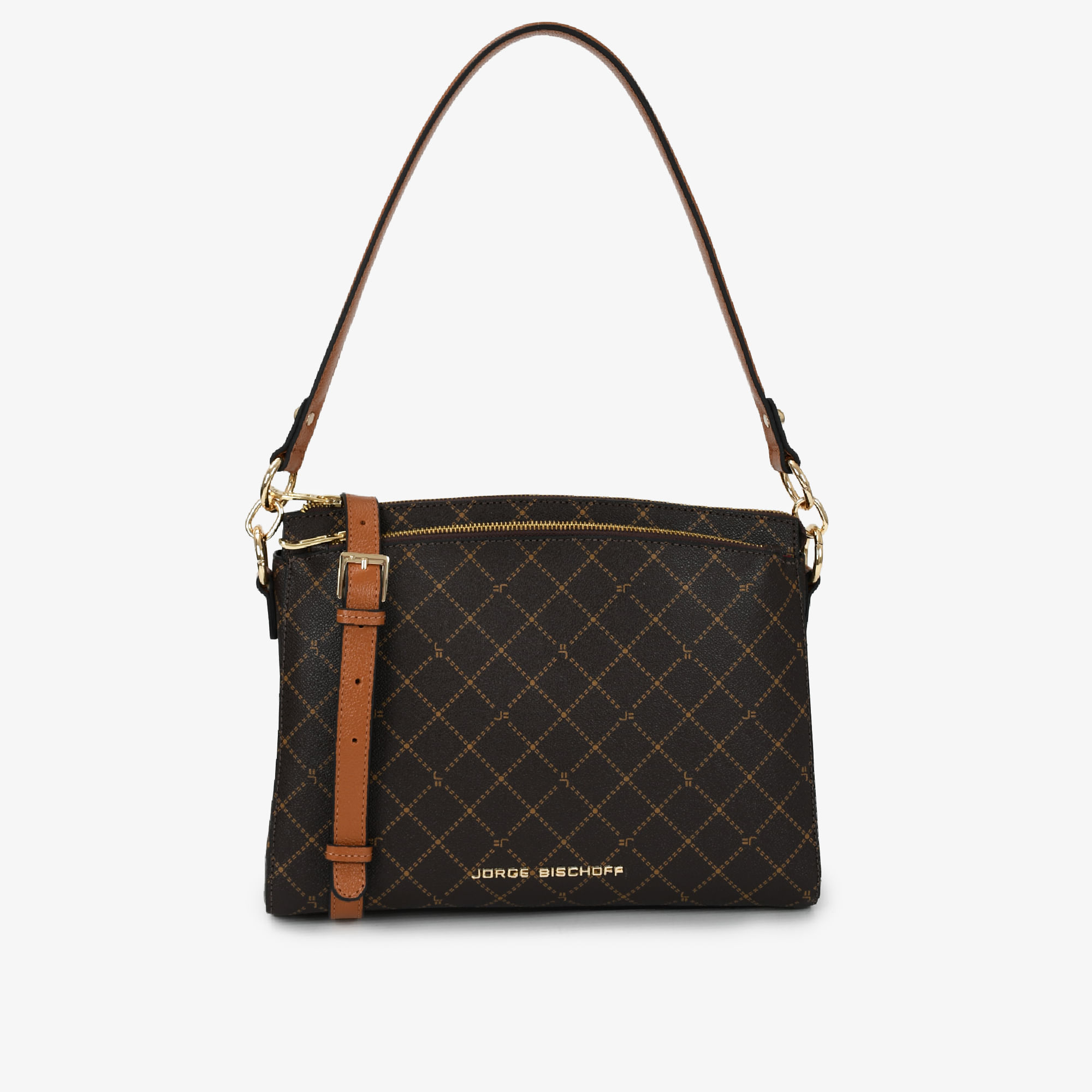 Bolsa De Ombro Marrom Monograma JB