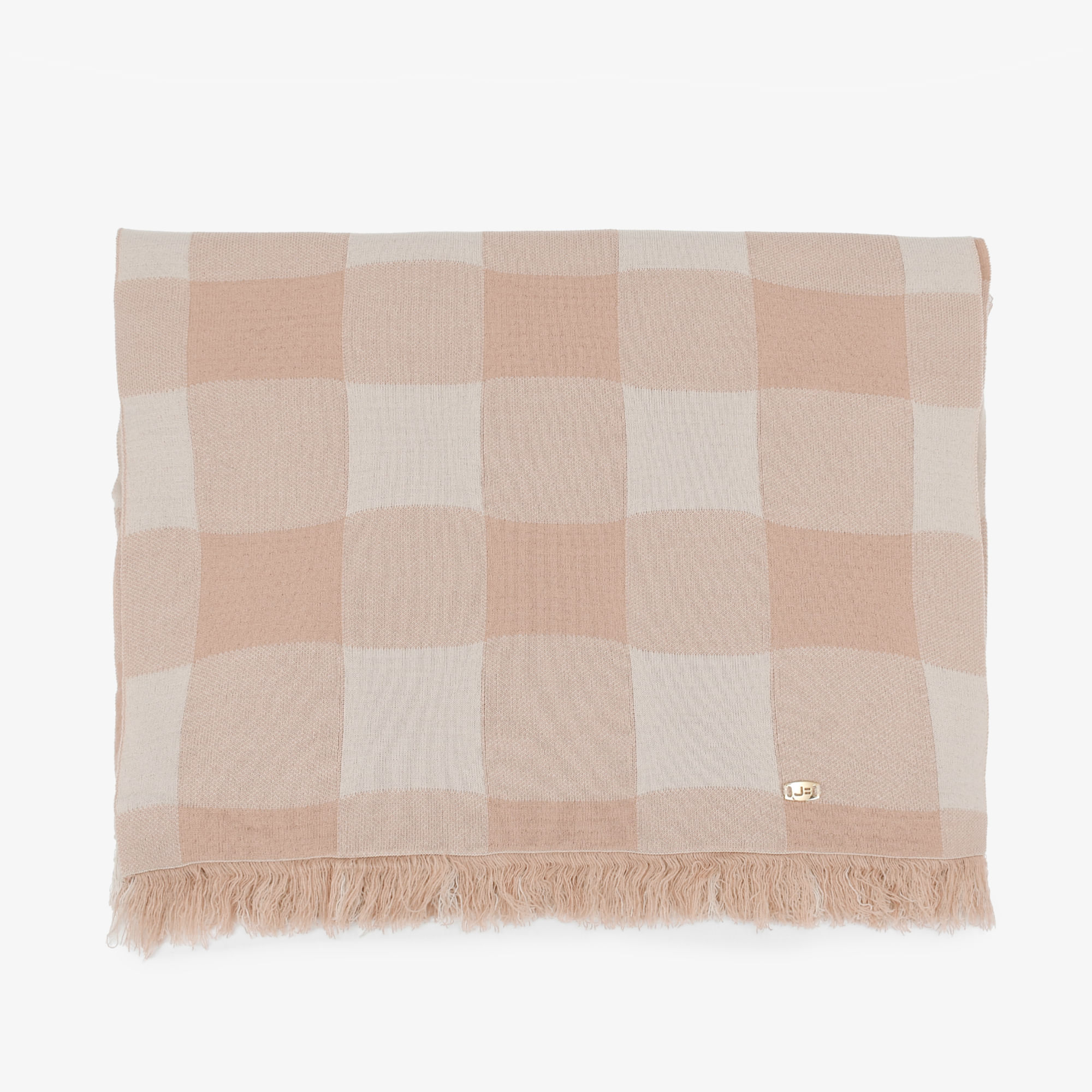 Poncho Xadrez Nude Off White Estampa Exclusiva Jb