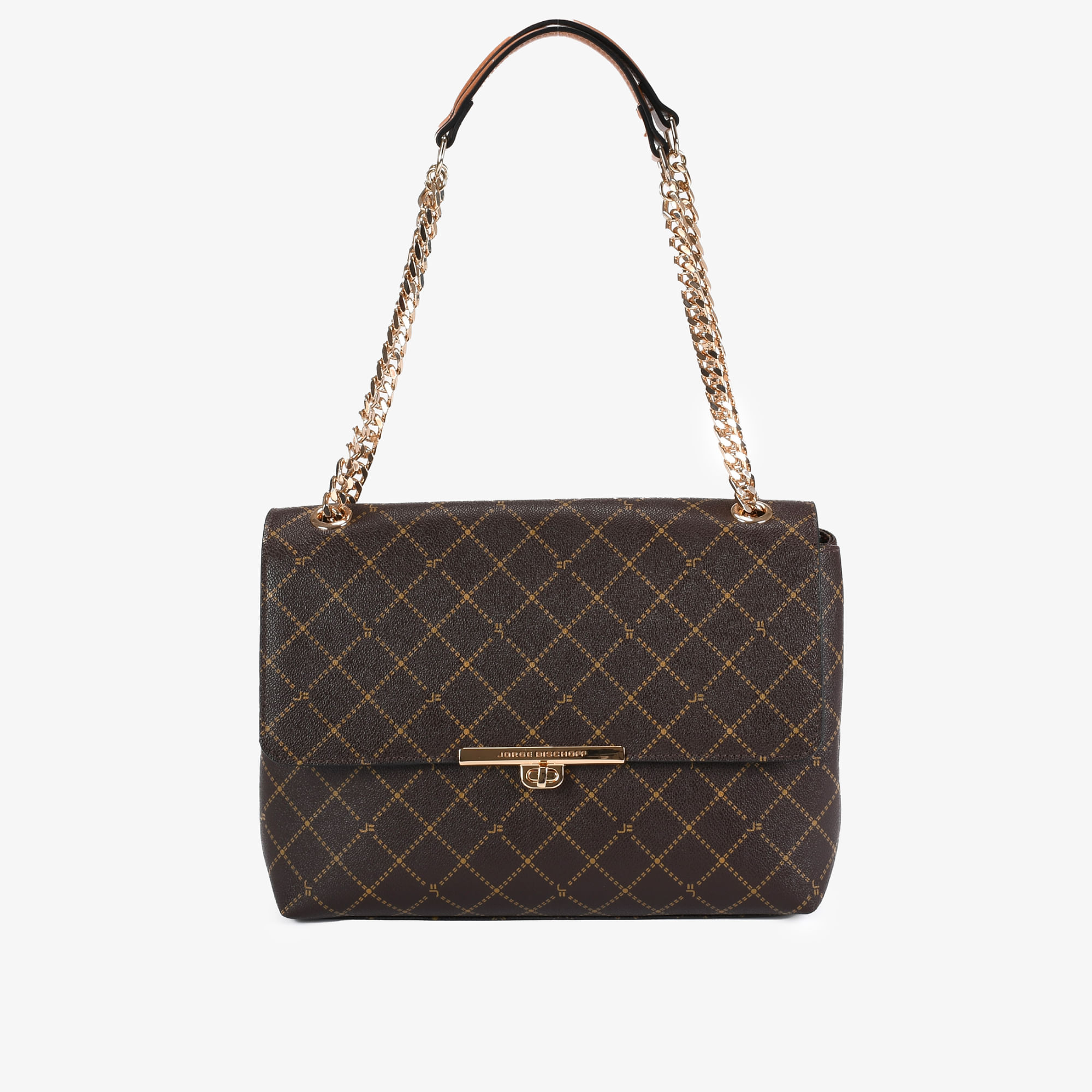 Bolsa De Ombro Marrom Monograma JB