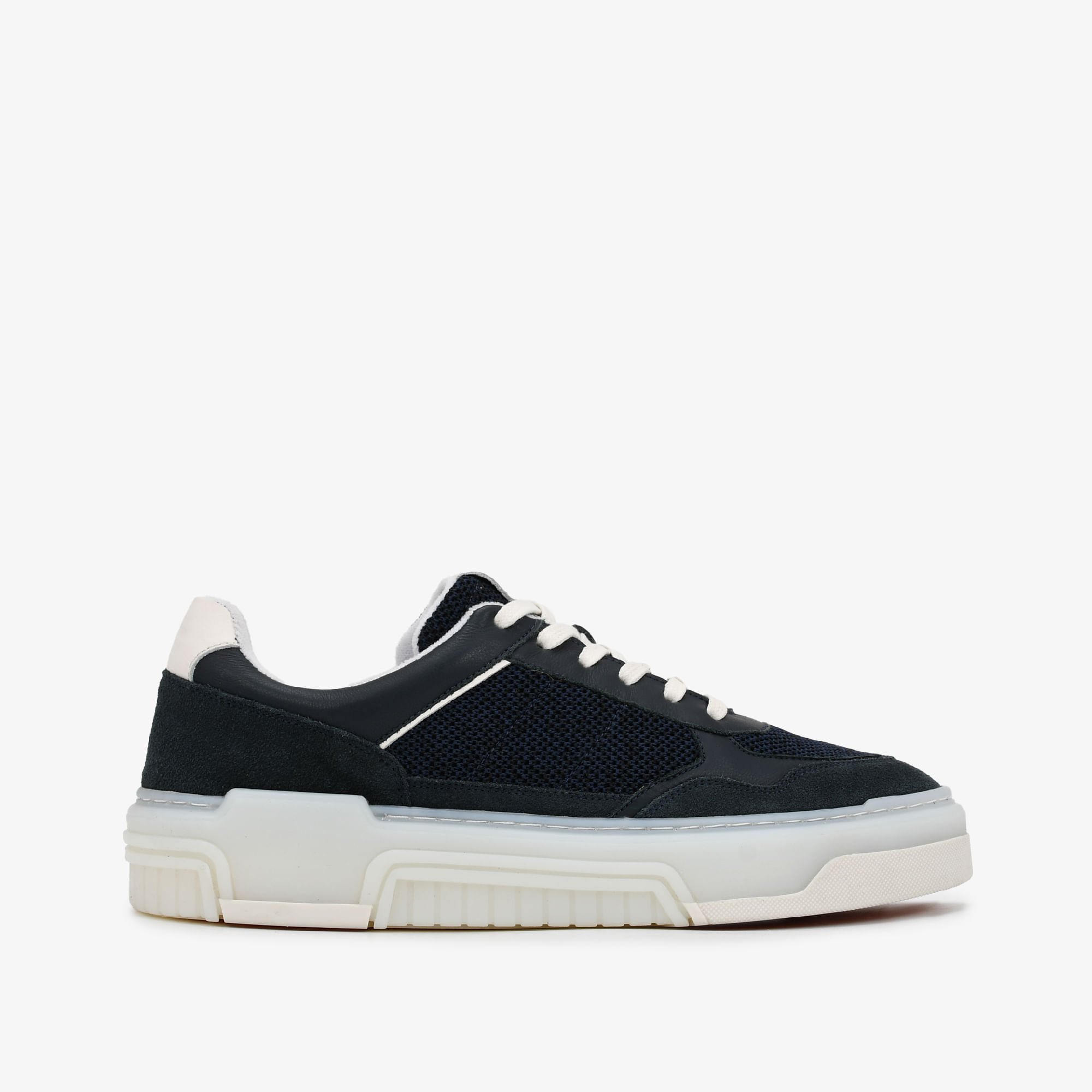 Tênis Masculino Casual Azul Marinho Preto Couro