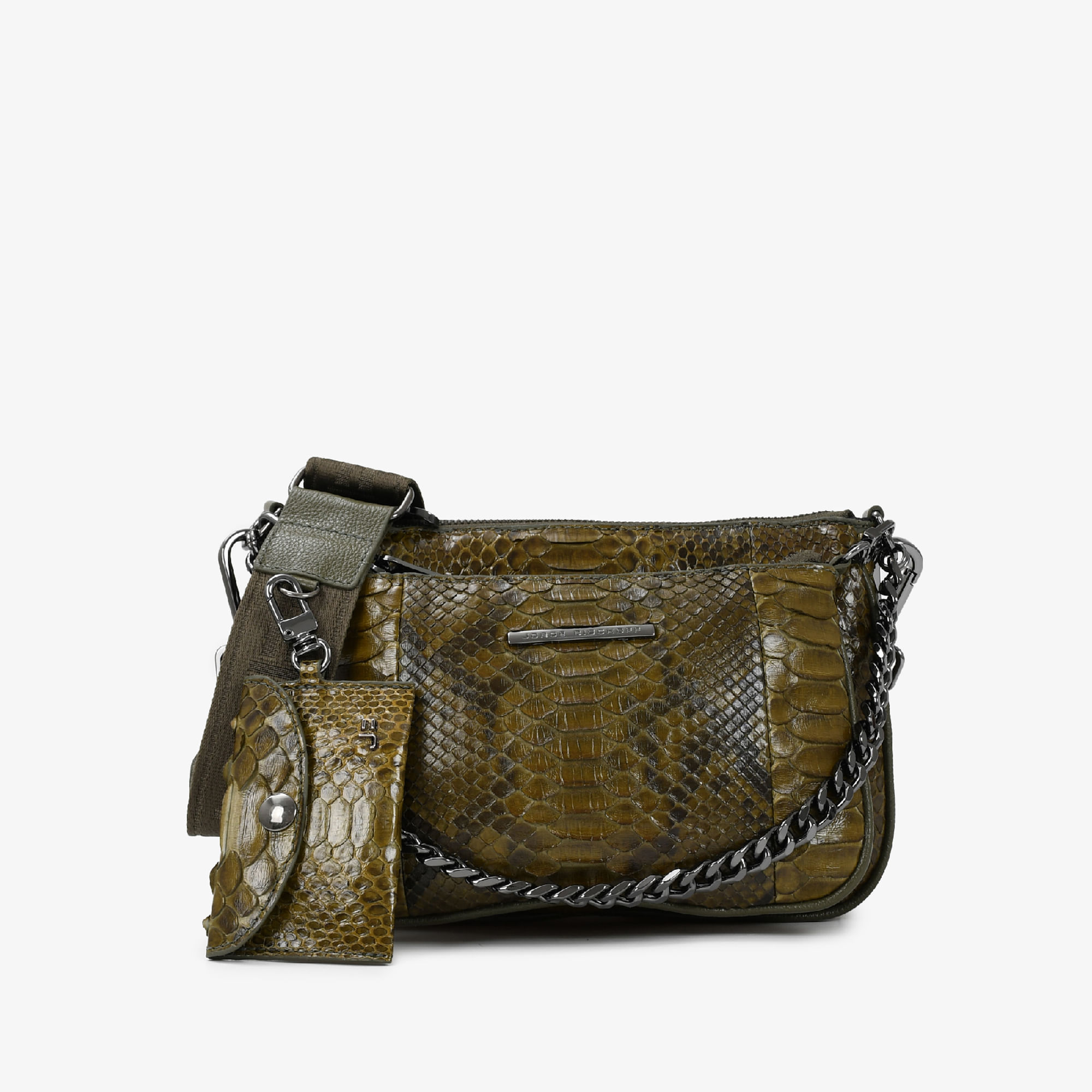 Bolsa Infinita Transversal Verde Olive Cobra Python