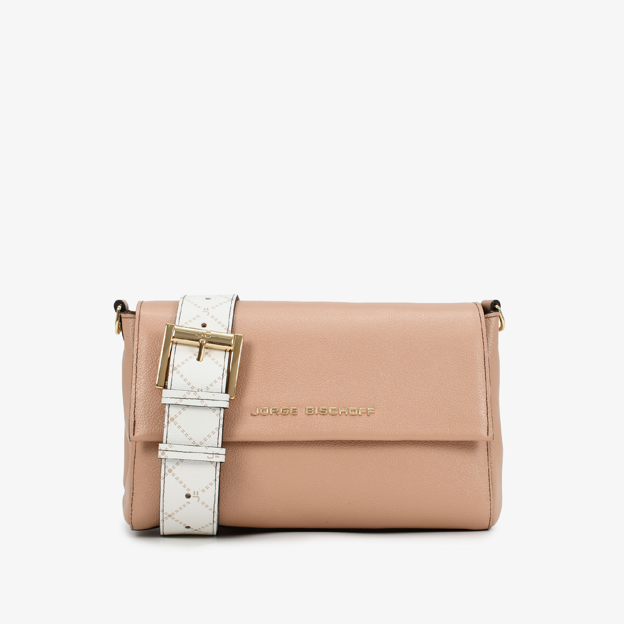 Bolsa Transversal Nude Off White Monograma Jb Couro