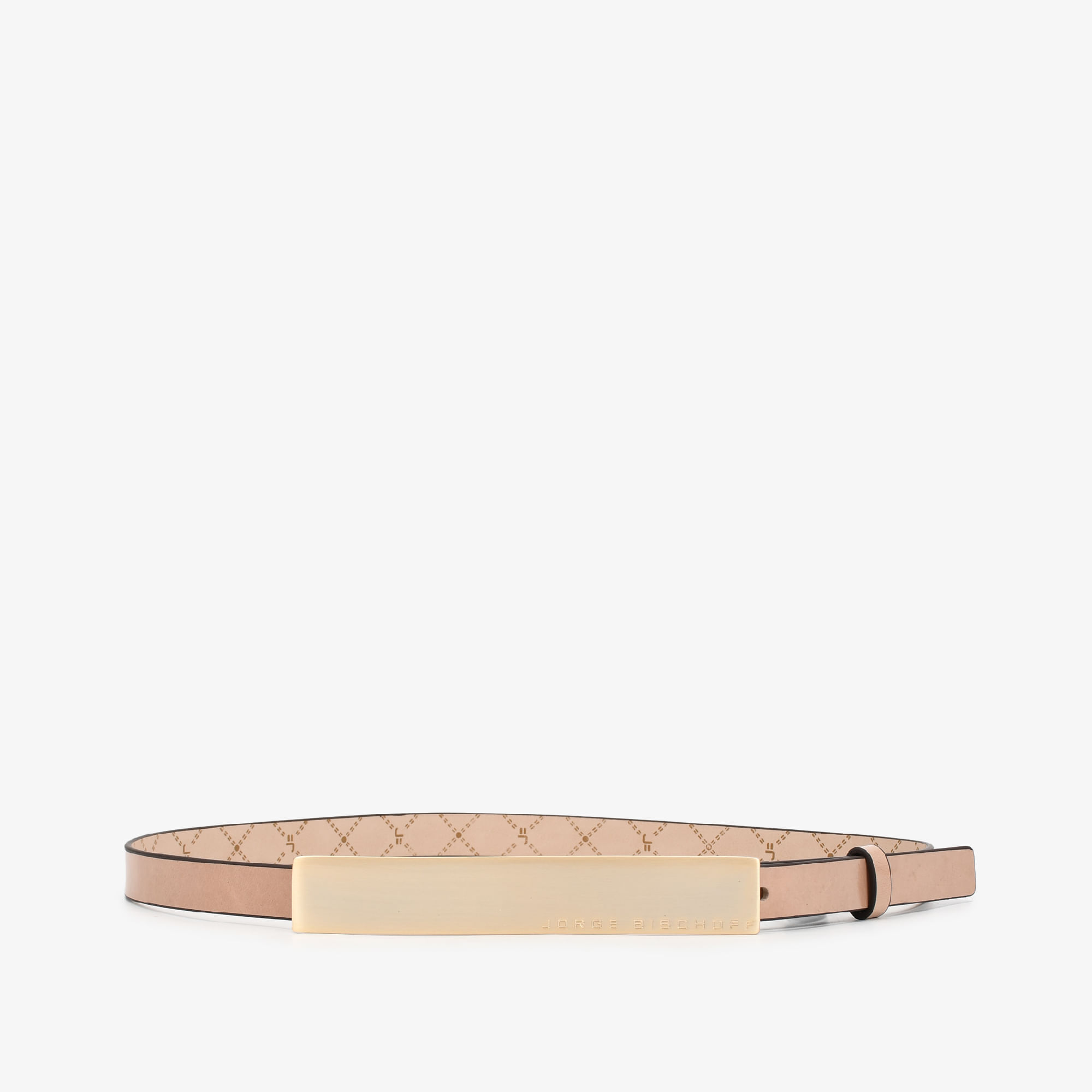 Cinto Nude Dourado Monograma Jb Couro