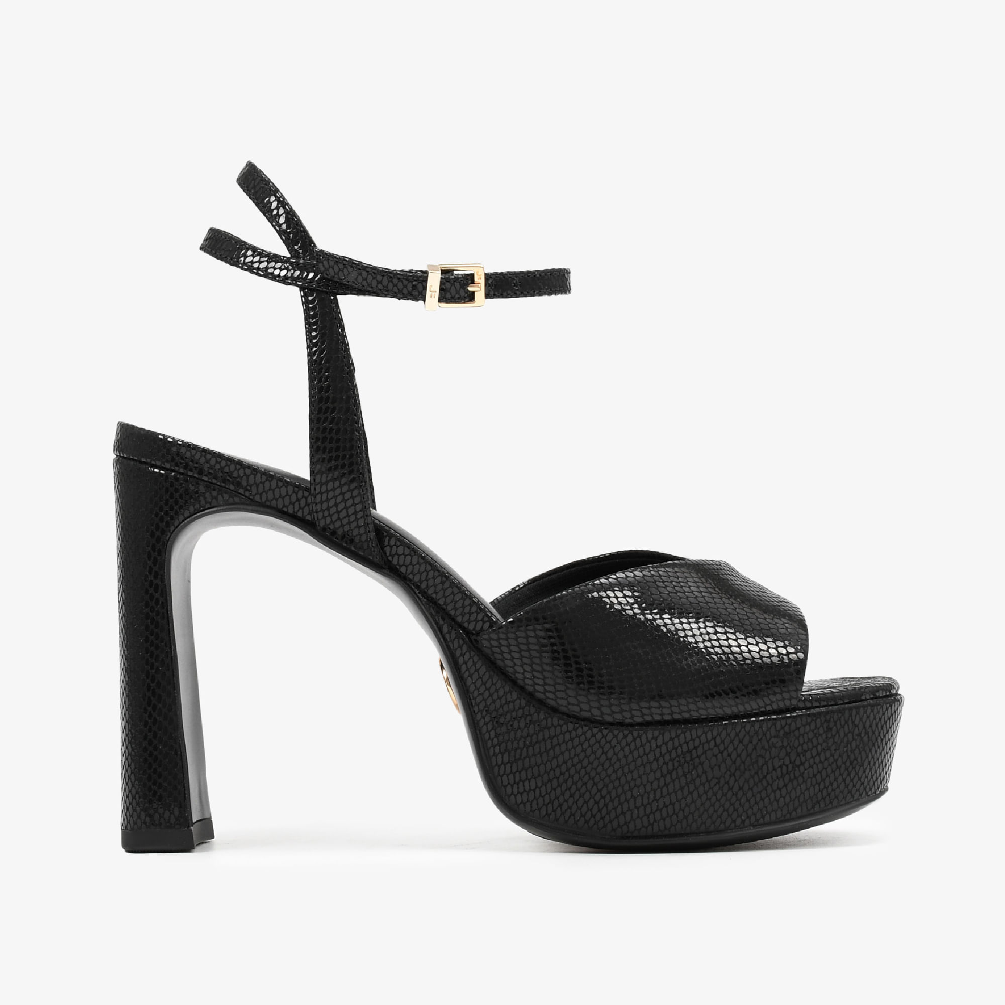 Sandália Plataforma Preto Couro