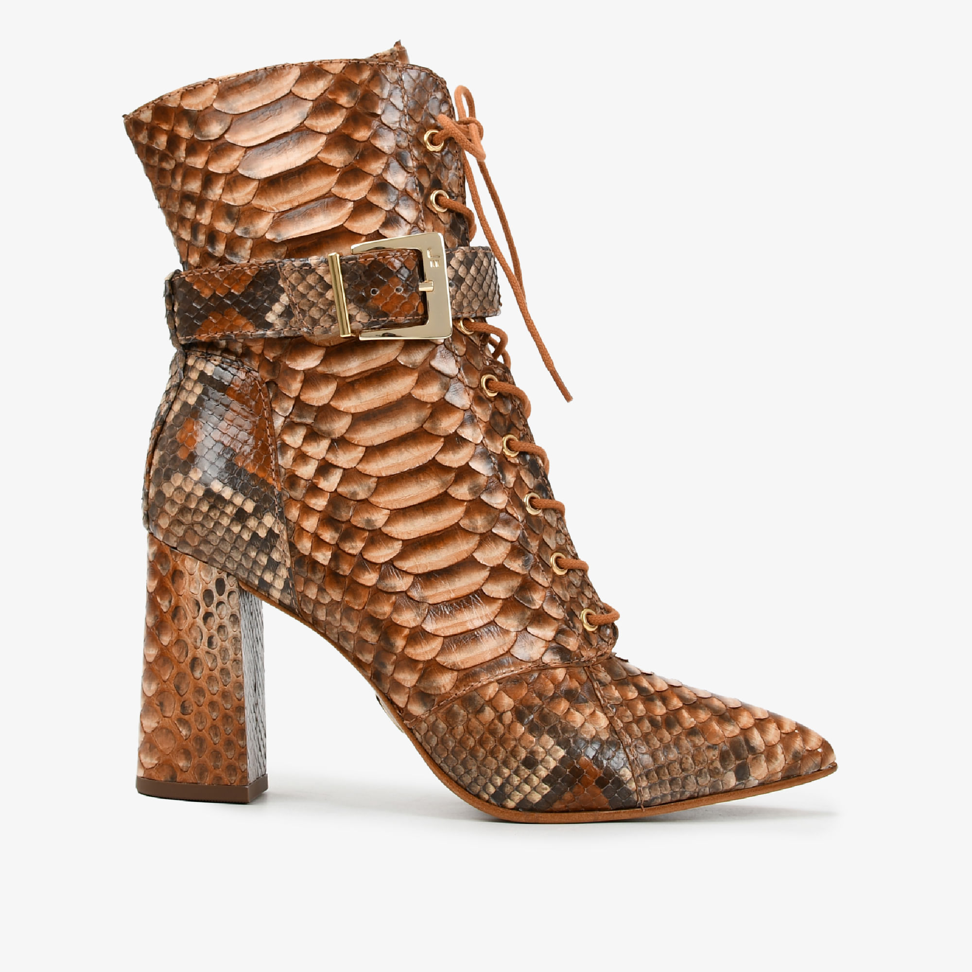 Bota Marrom Caramelo Pele Cobra Python