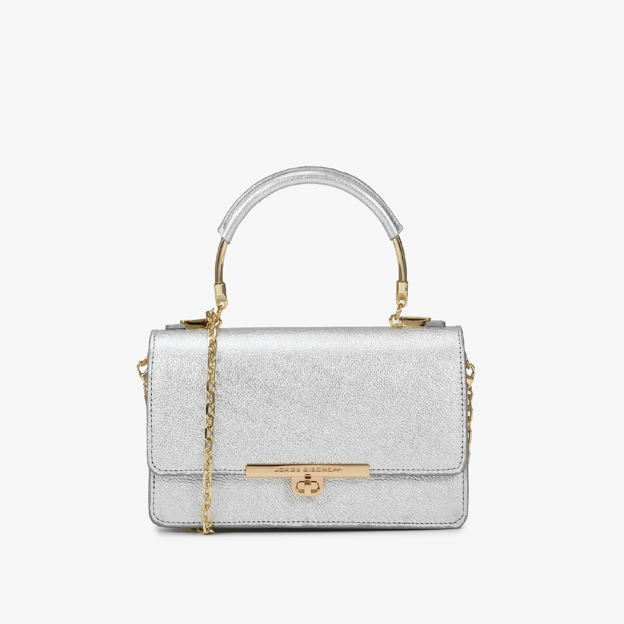 Bolsa Transversal Prata Couro