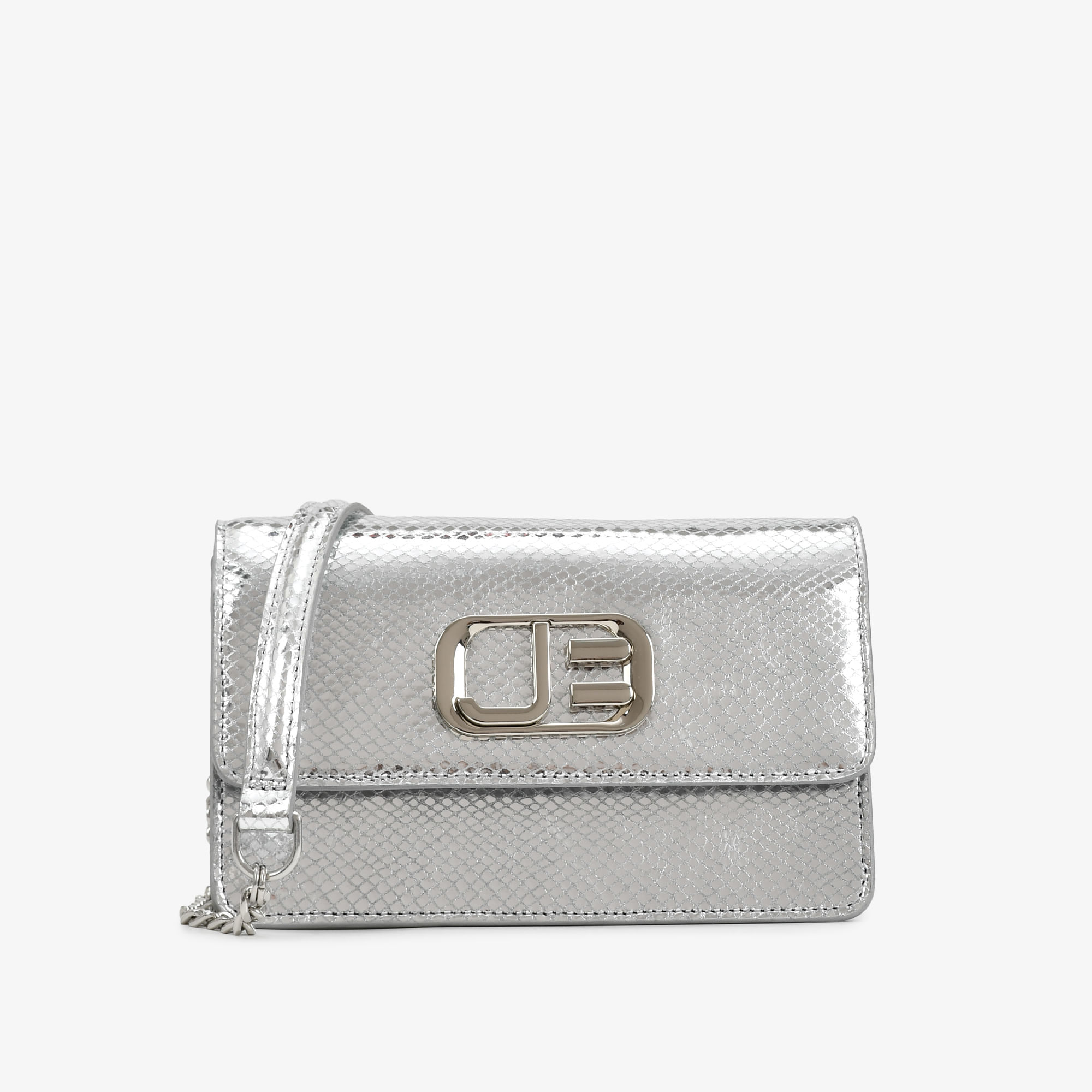 Bolsa Transversal Prata Couro