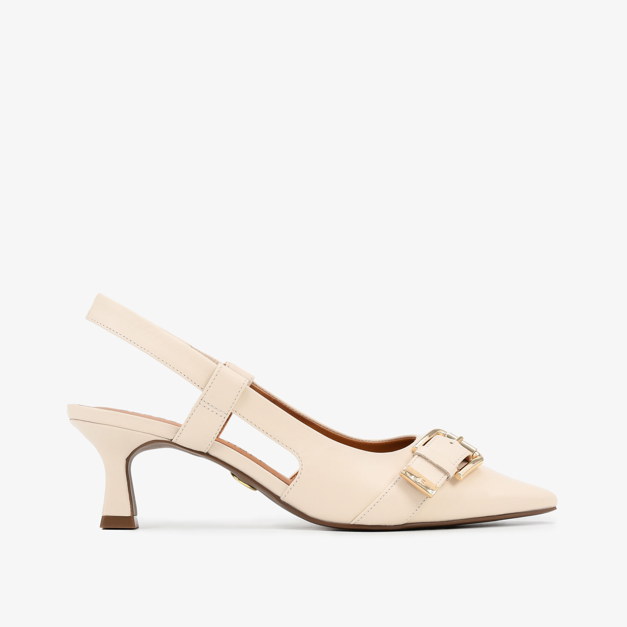 Slingback Bico Fino Off White Brulée