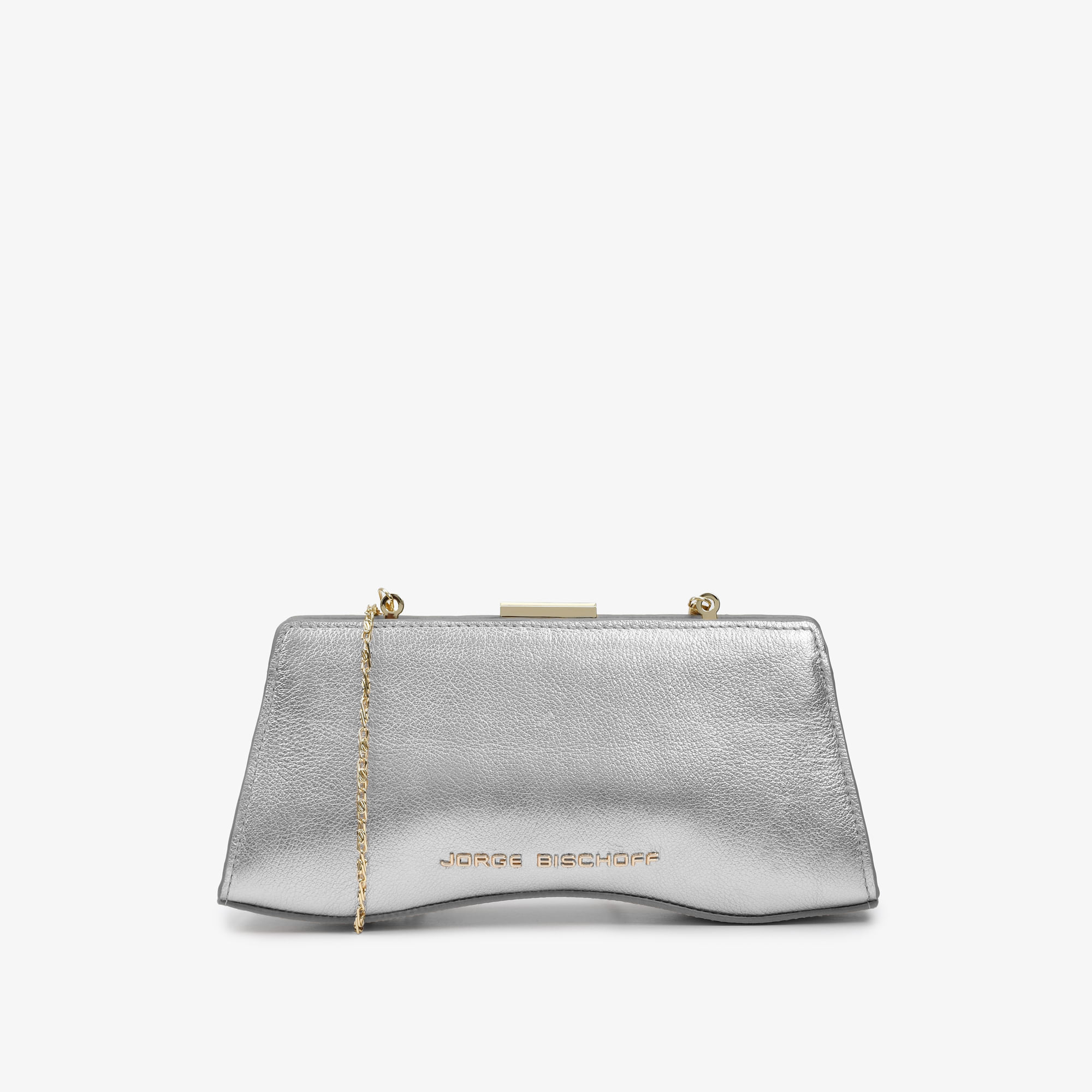 Bolsa Clutch Prata Couro