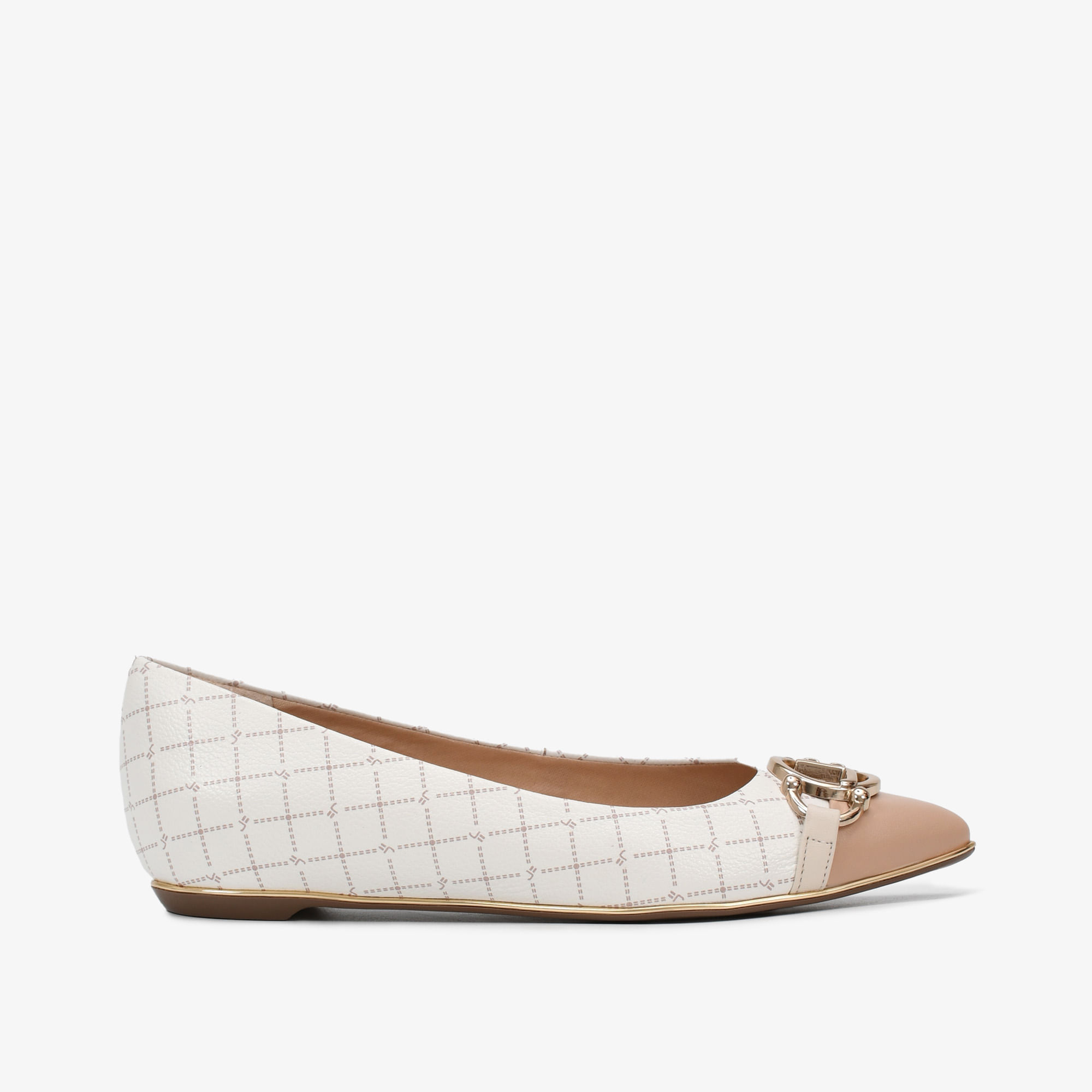 Sapatilha Off White Nude Monograma Jb Couro