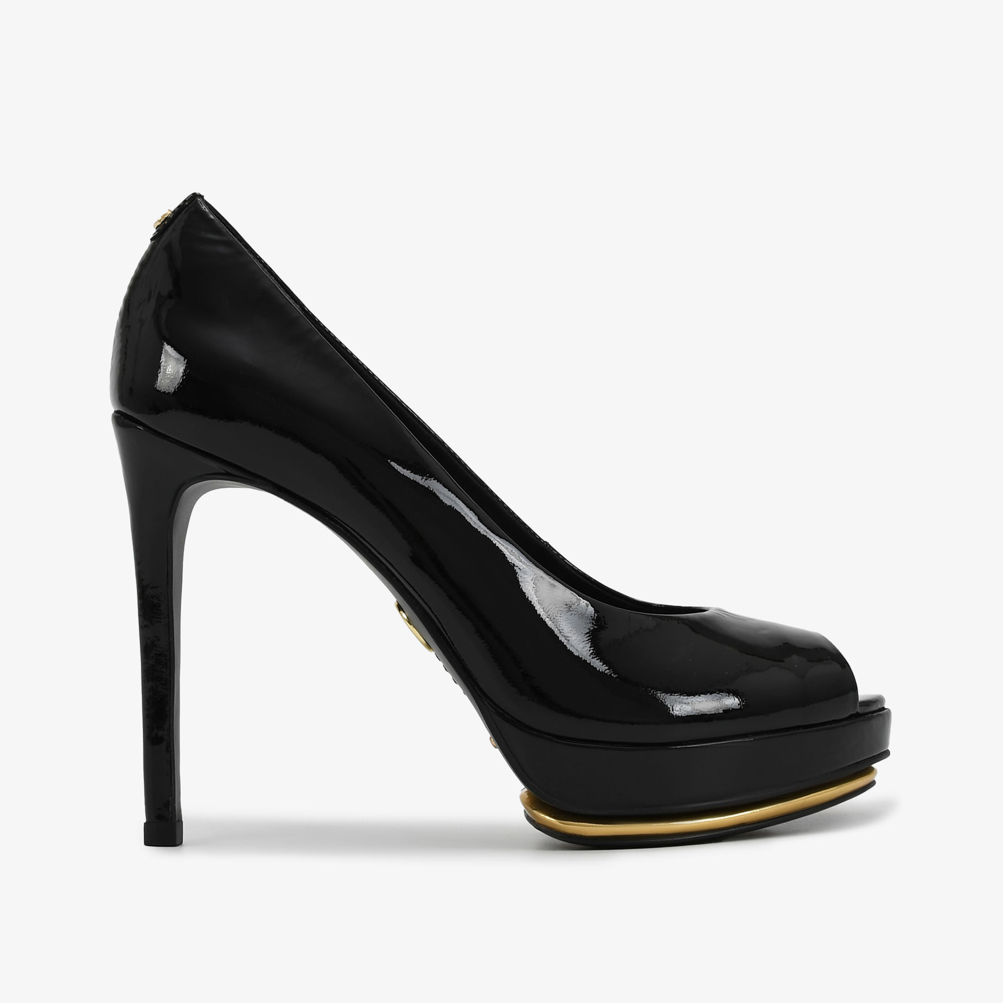 Peep Toe 3022 Preto Couro Verniz