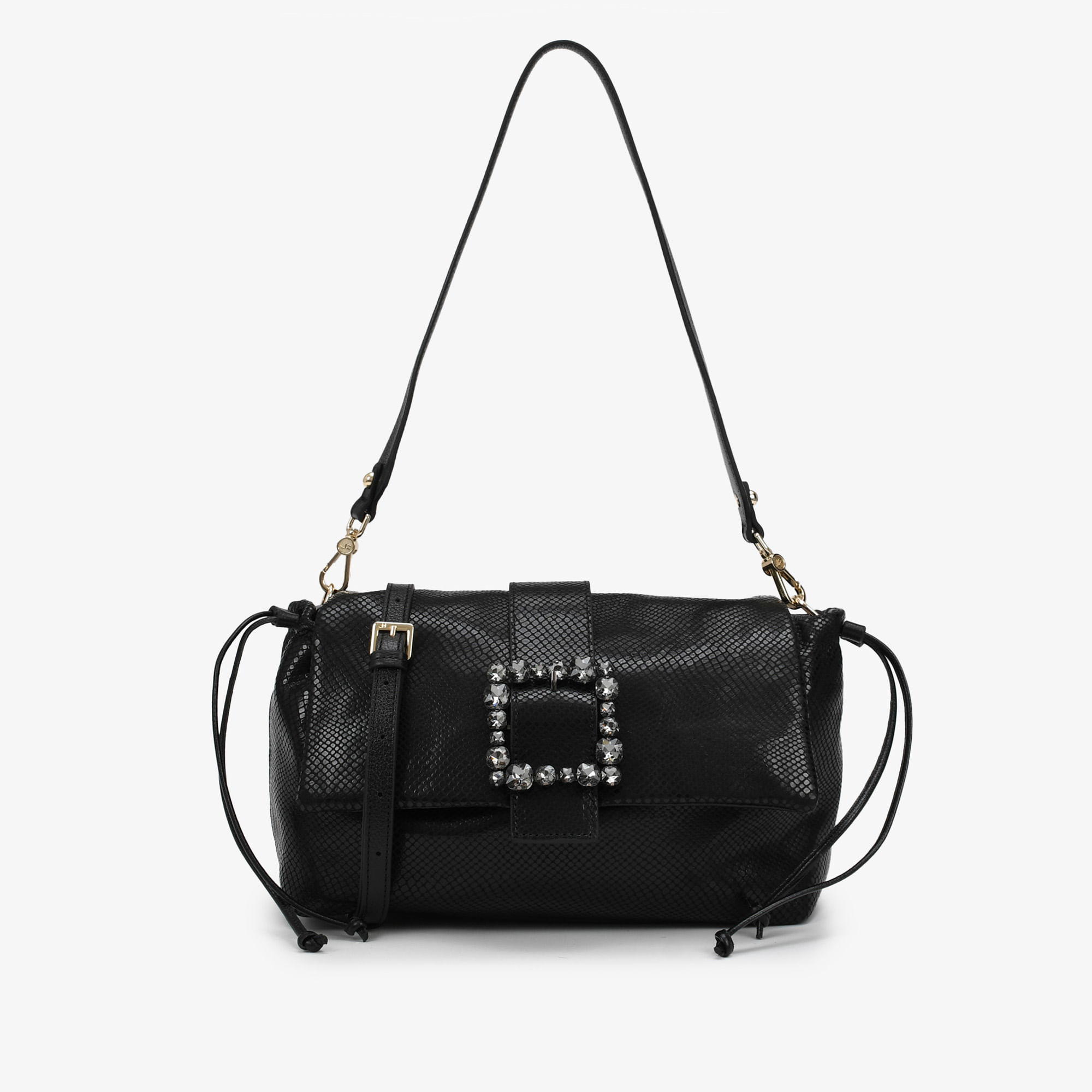 Bolsa Transversal Preto Couro