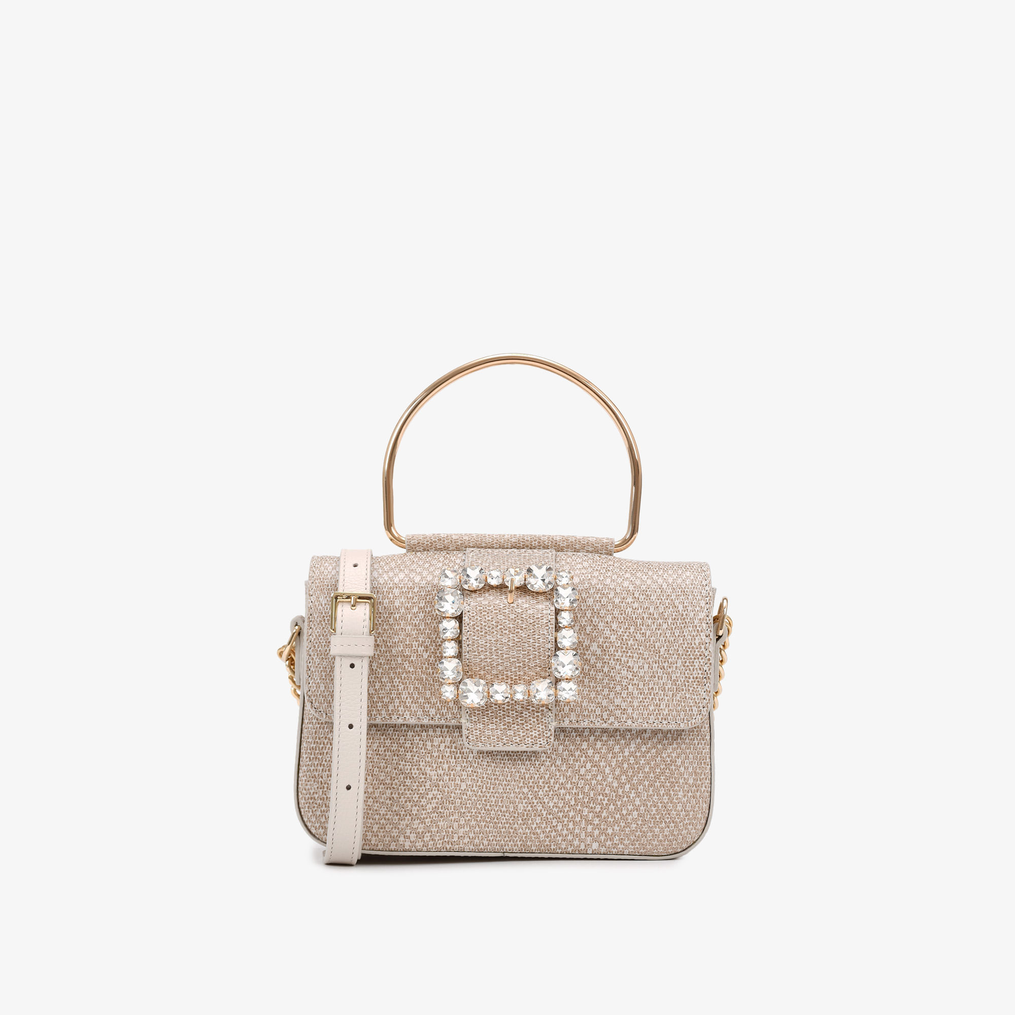 Bolsa Transversal Off White Couro