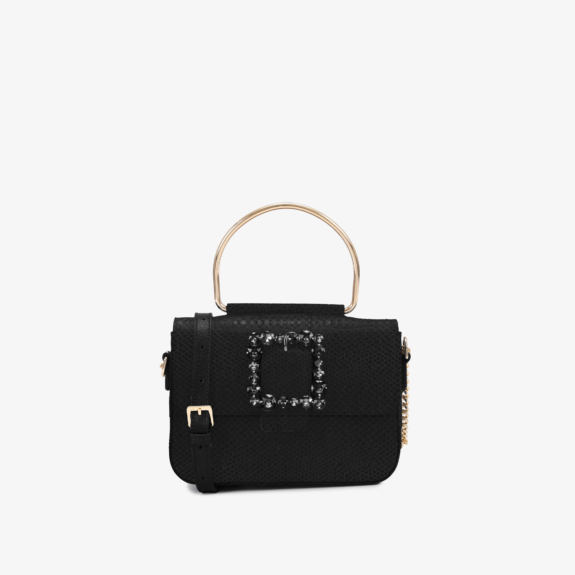 Bolsa Transversal Preto Couro