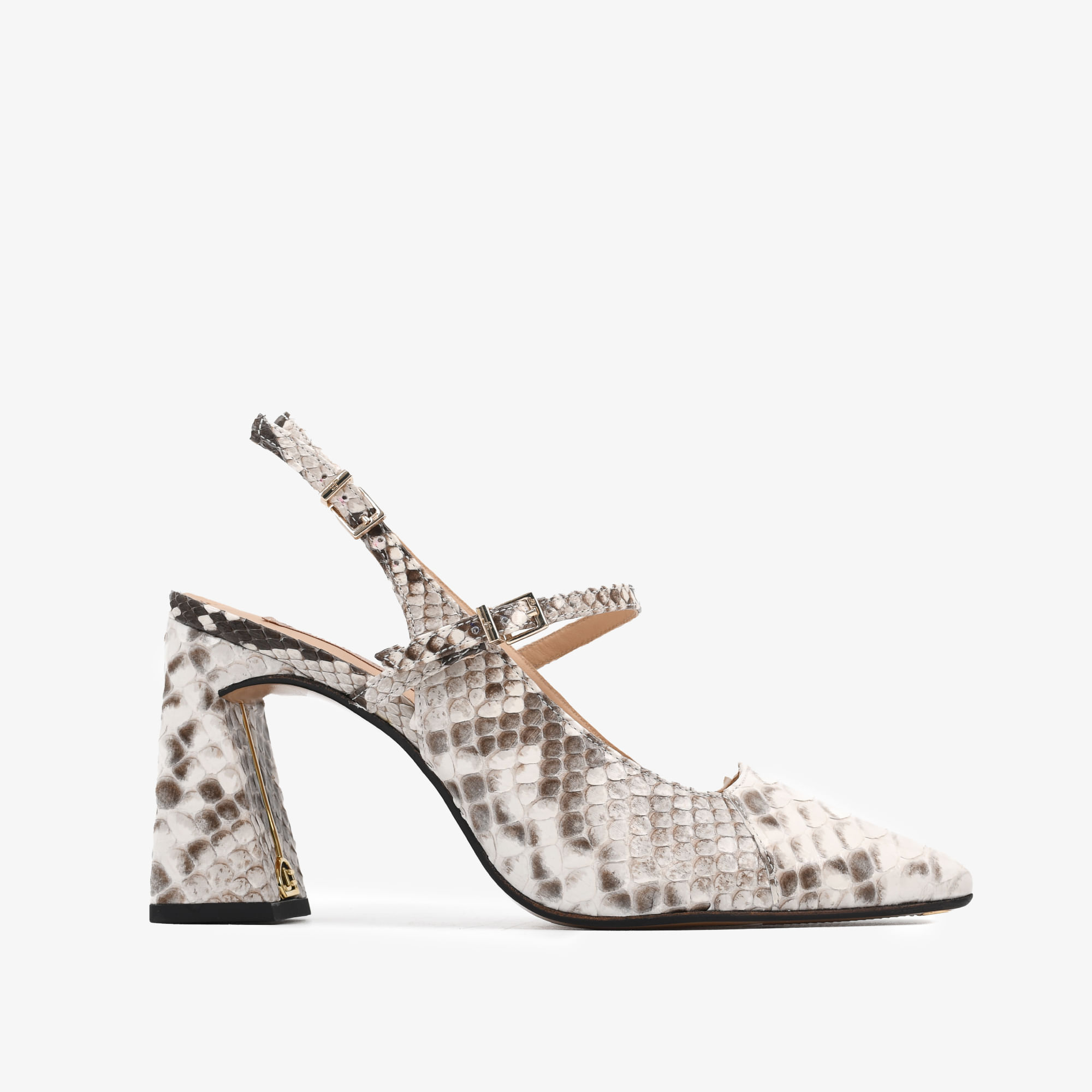 Slingback Branco Cobra Python