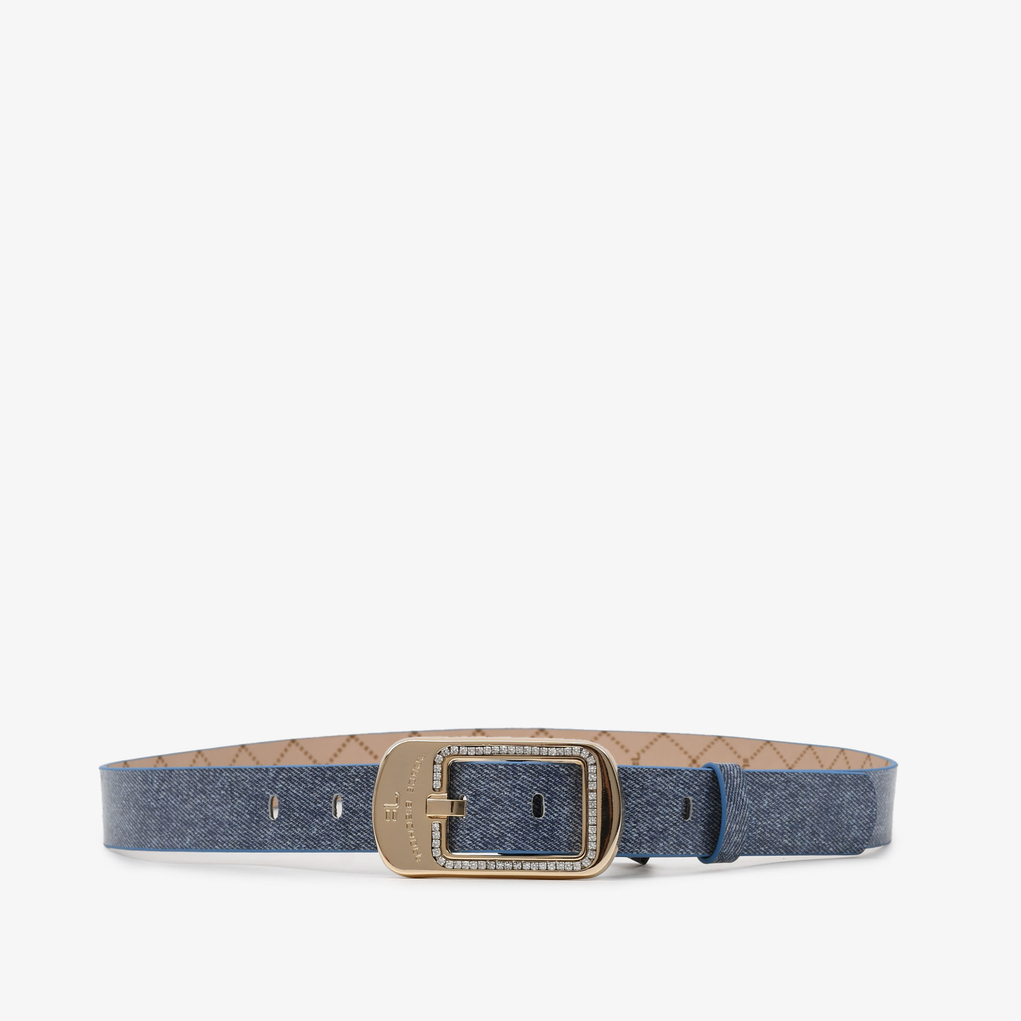 Cinto Azul Marinho Jeans Monograma Jb Couro