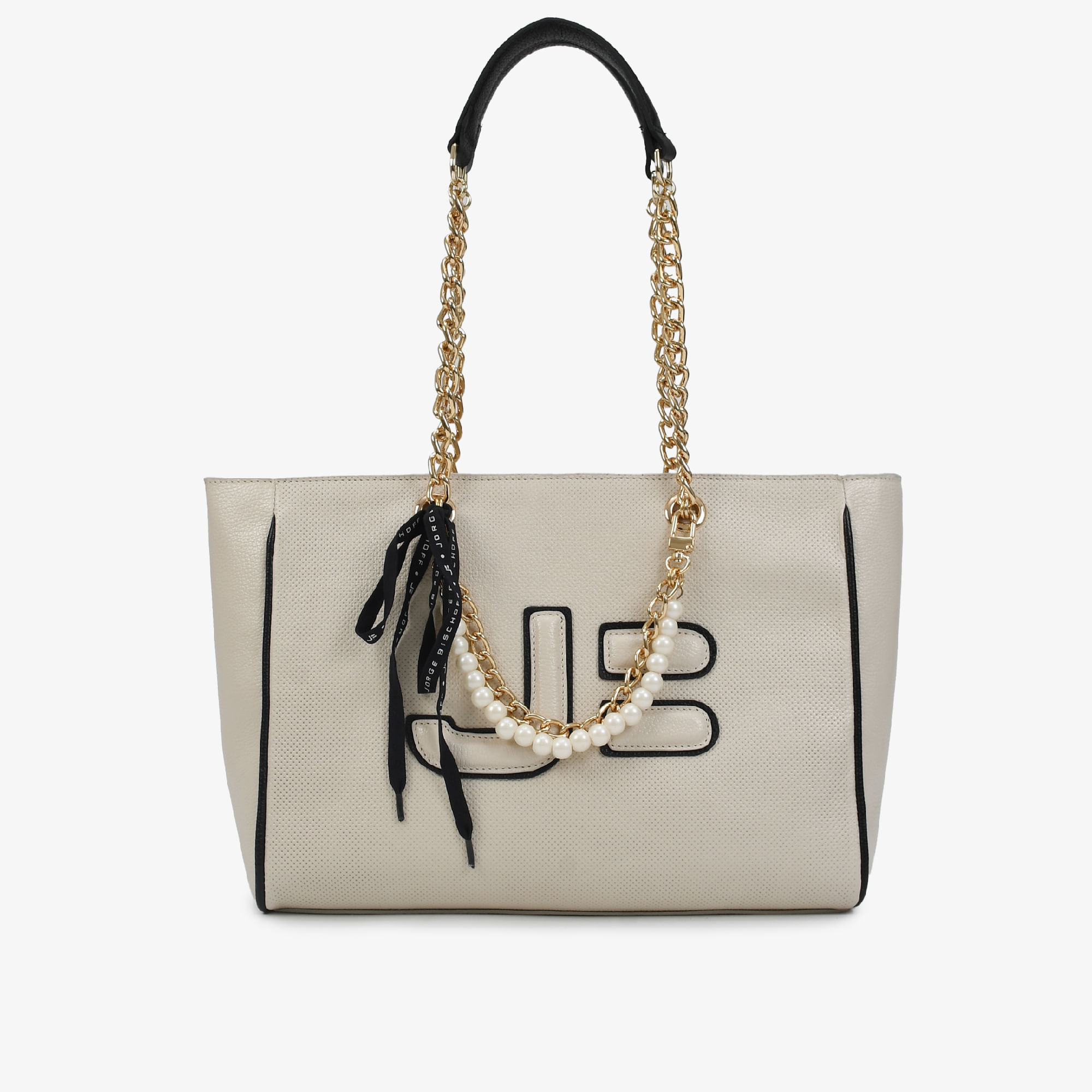 Bolsa Shopping Off White Preto Jb Couro