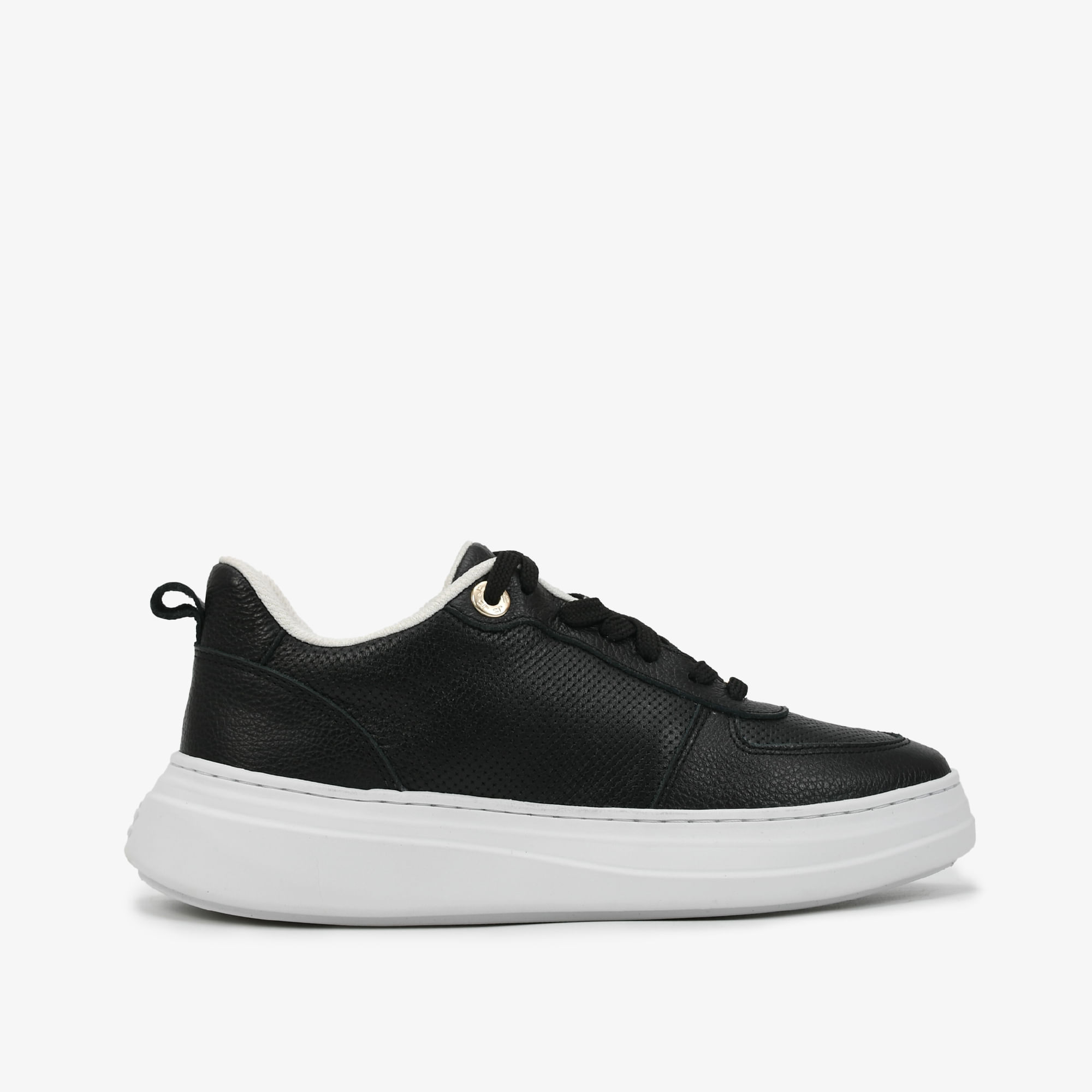 Tênis Preto Branco Couro