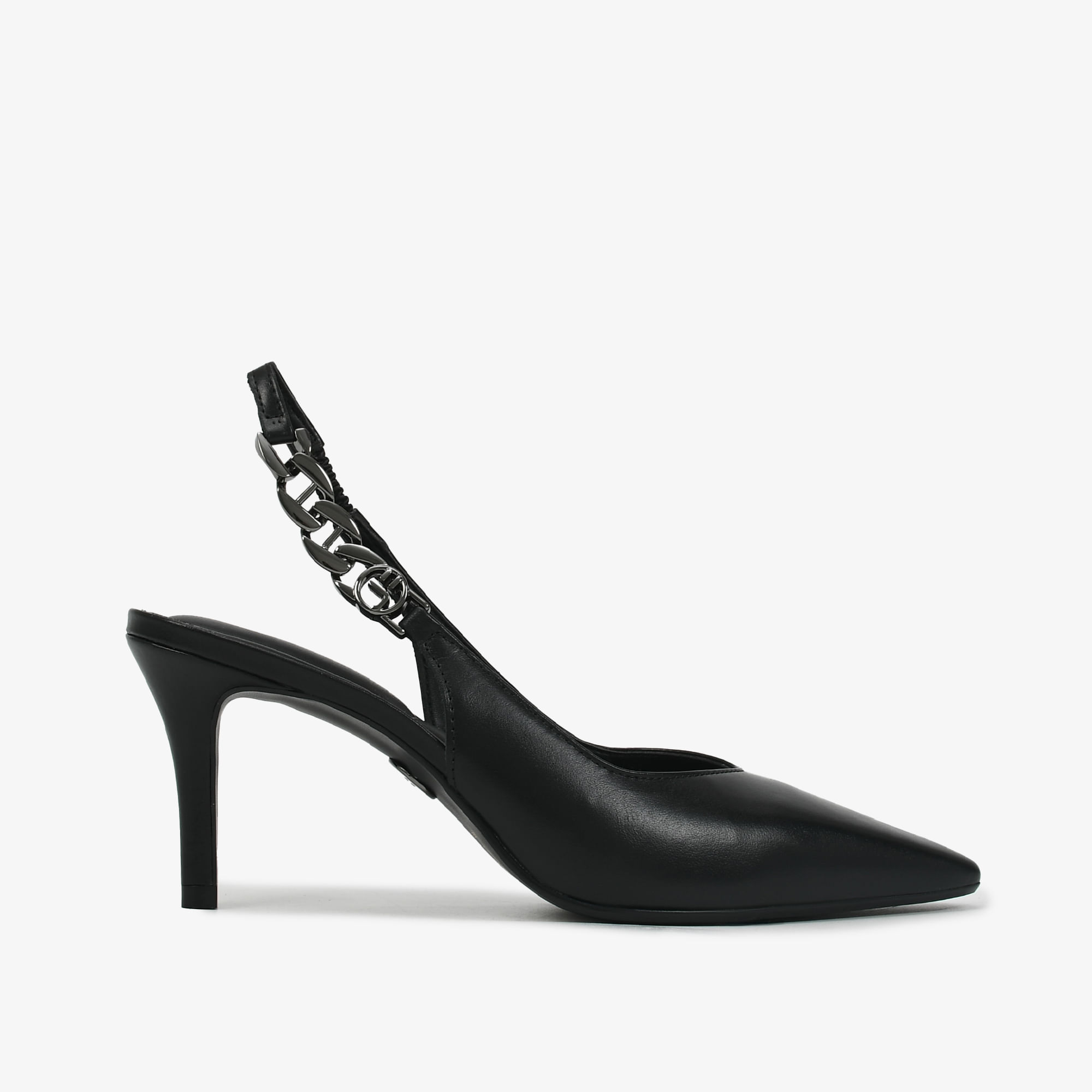 Slingback Preto Grafite Couro