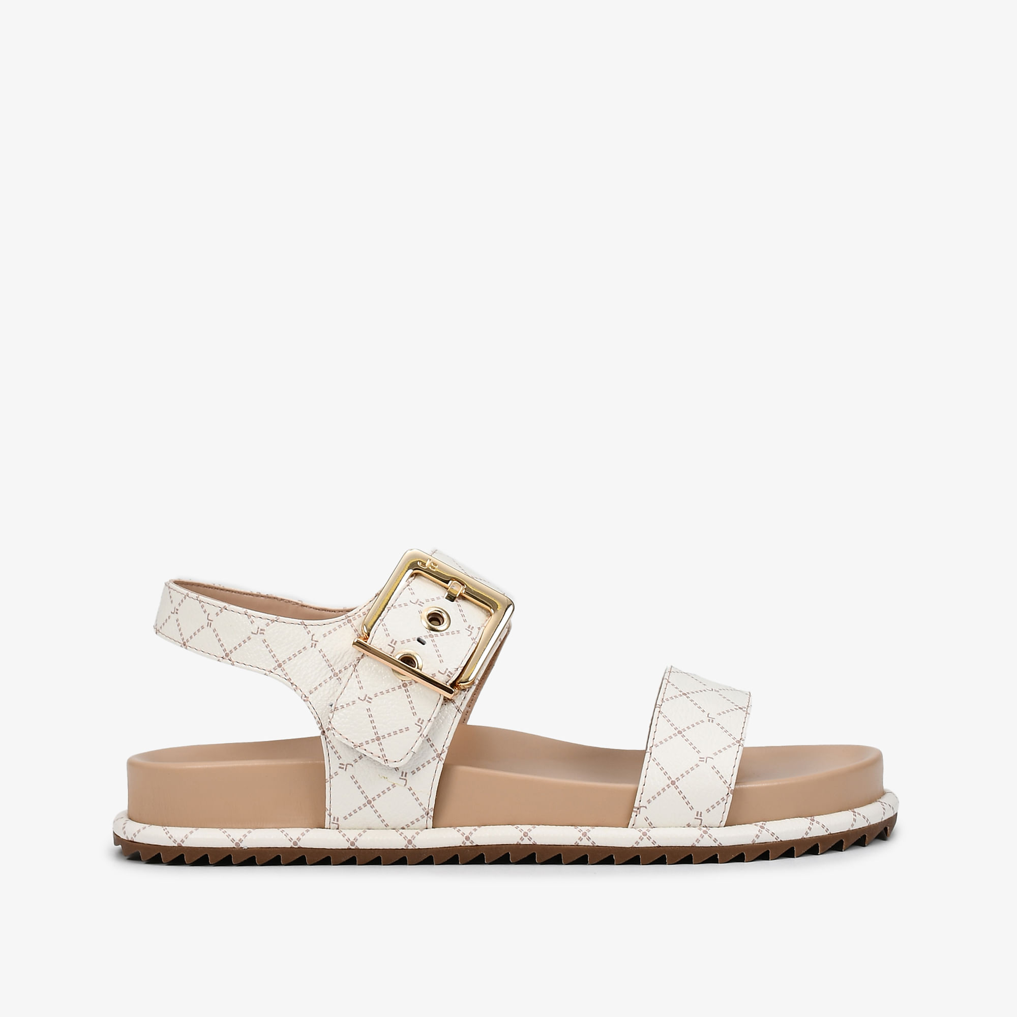 Sandália Papete Off White Nude Monograma Couro