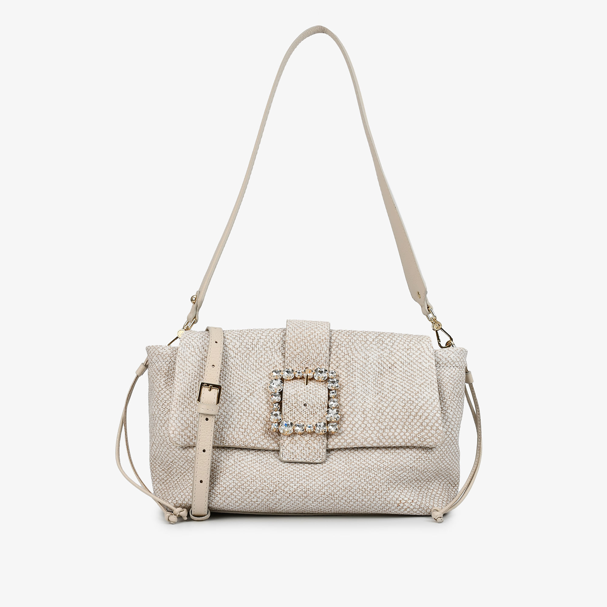 Bolsa Transversal Off White Couro