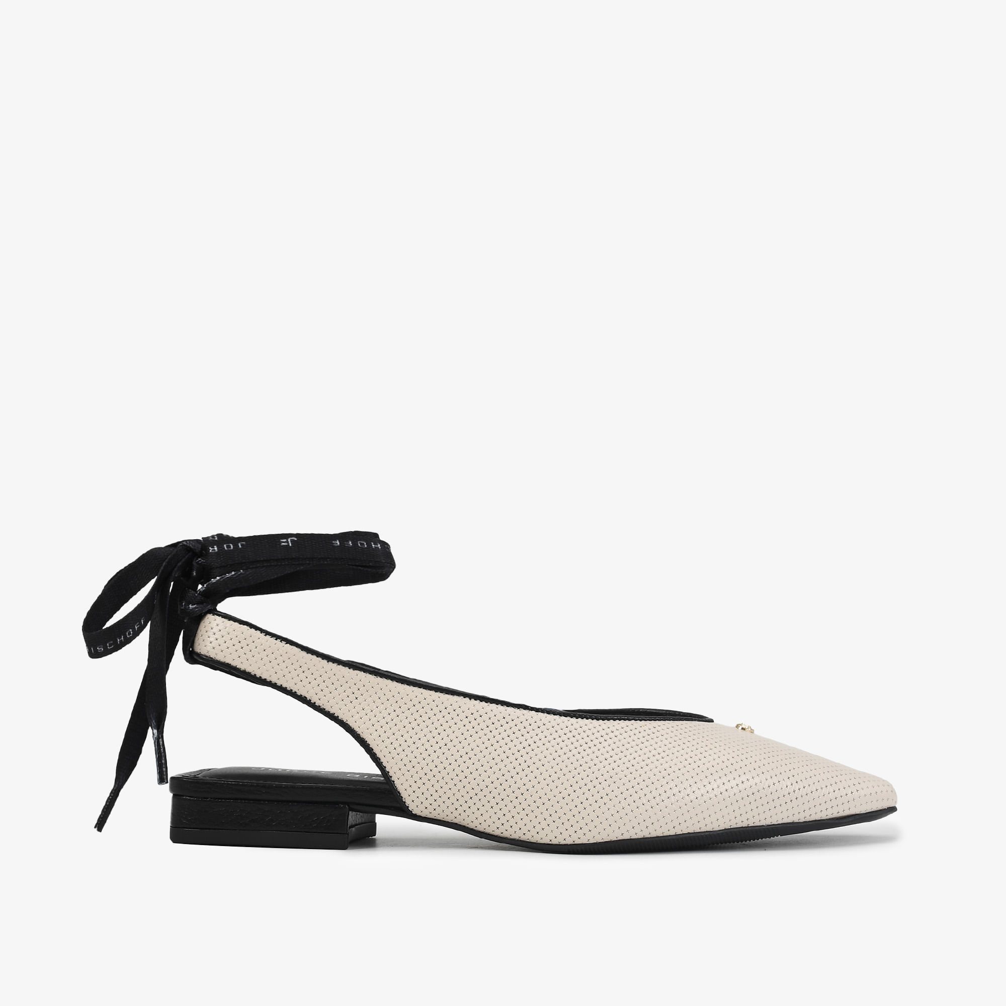 Slingback Preto E Branco Couro