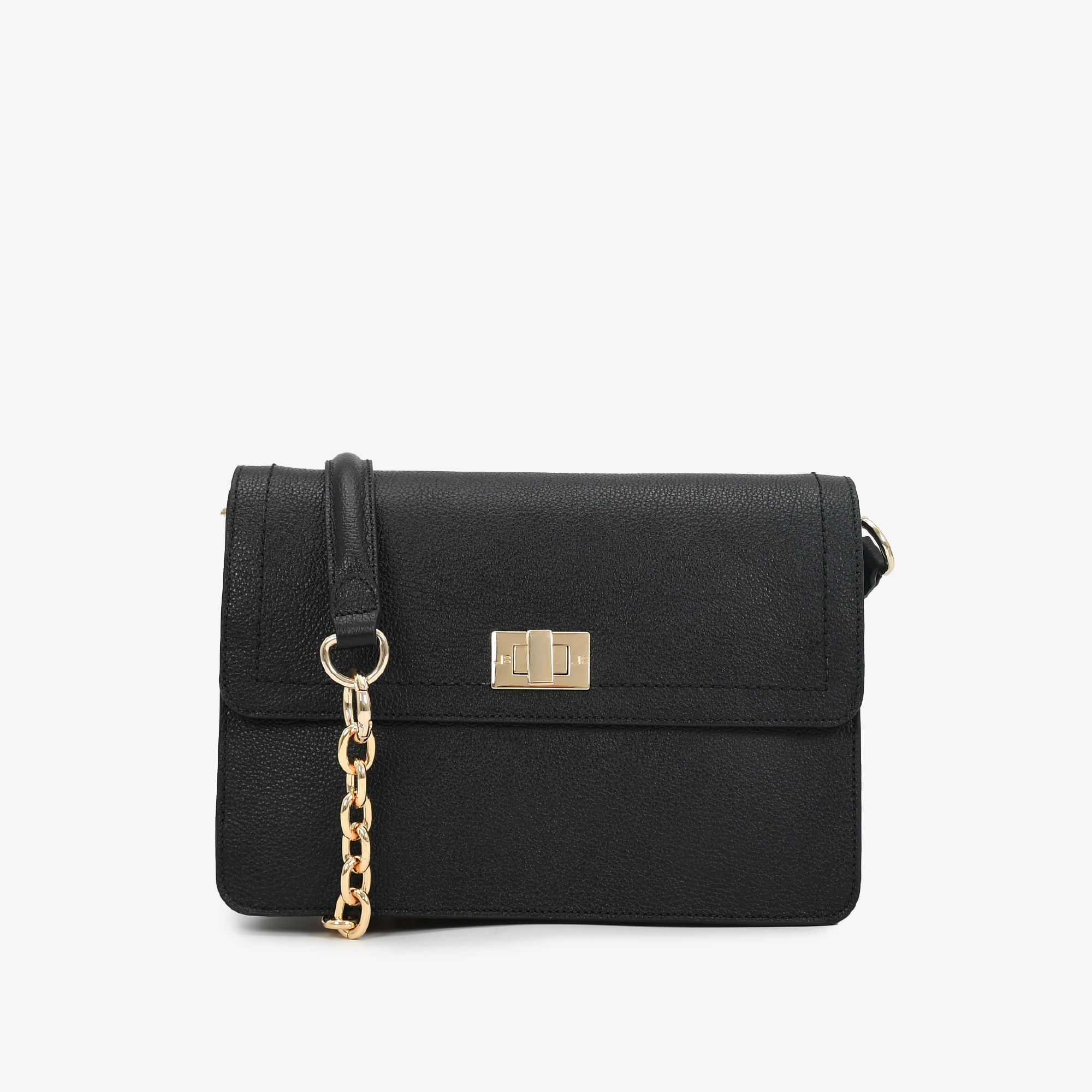 Bolsa Transversal Preto Couro