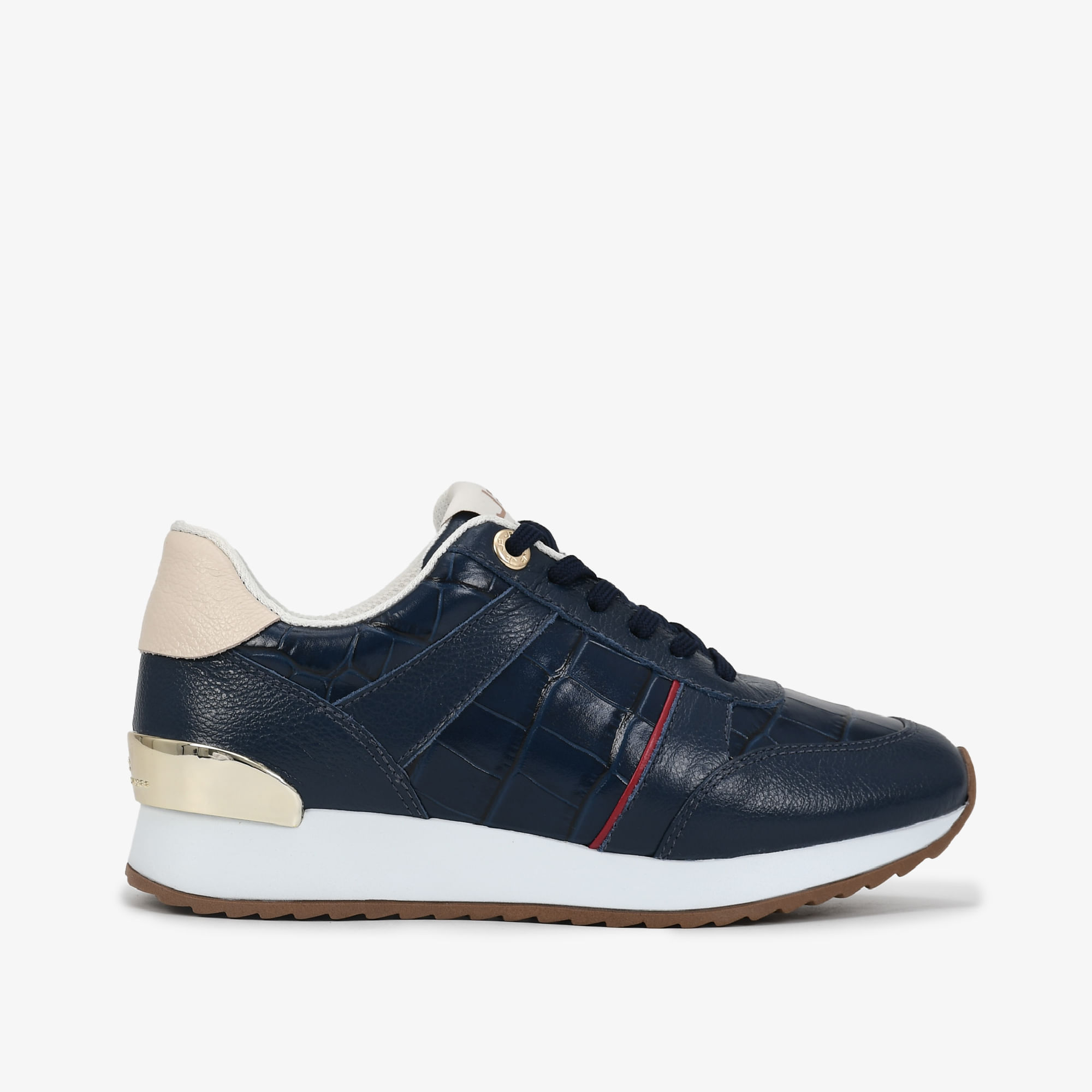 Tênis Jogger Azul Marinho Couro Croco