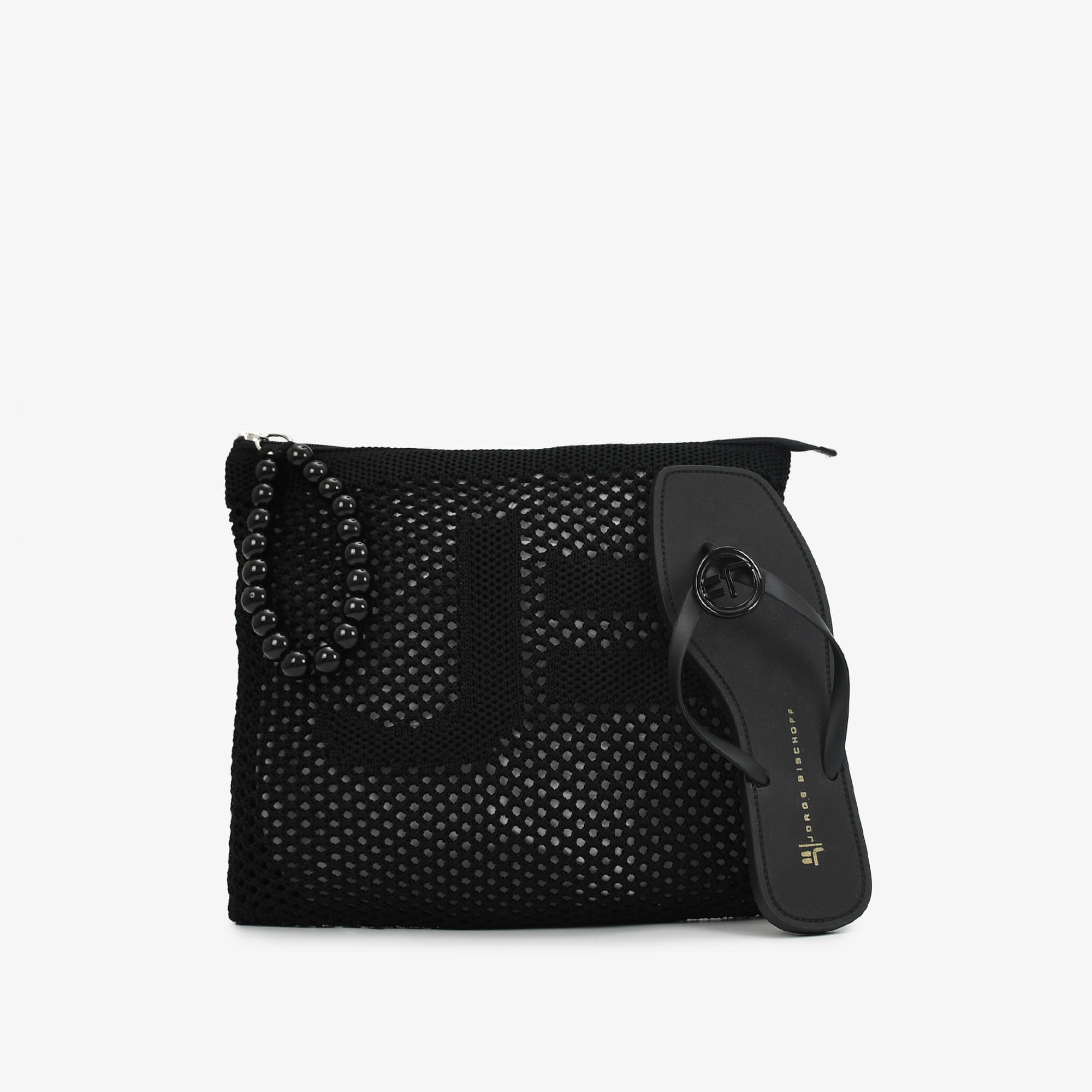 Kit Flat E Necessaire Preto Injetado Tecido Knit