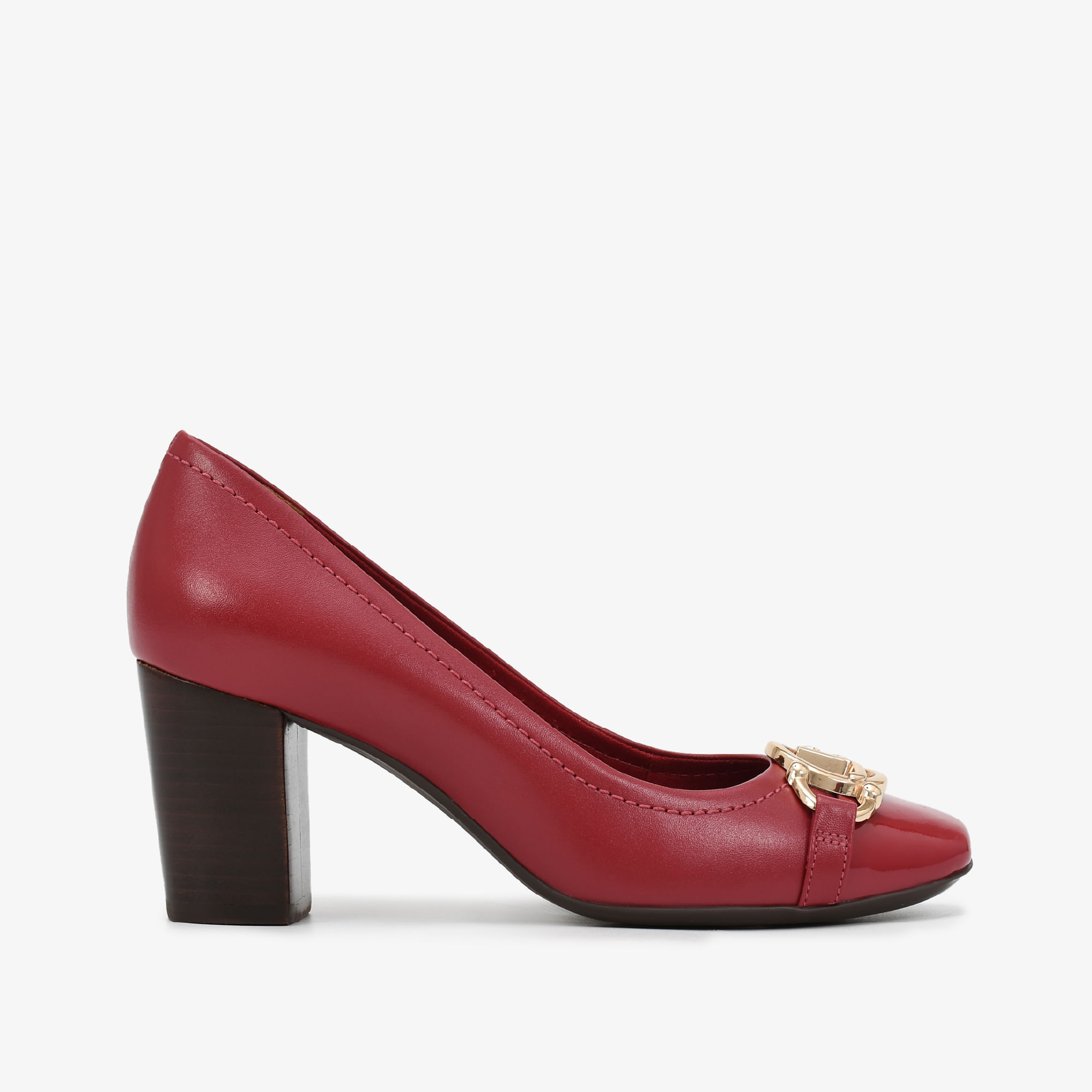 Scarpin Salto Bloco Vermelho Verniz Couro