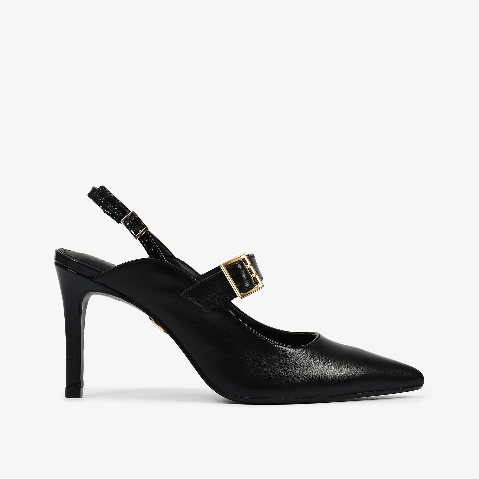 Scarpin Salto Fino Alto Preto Couro